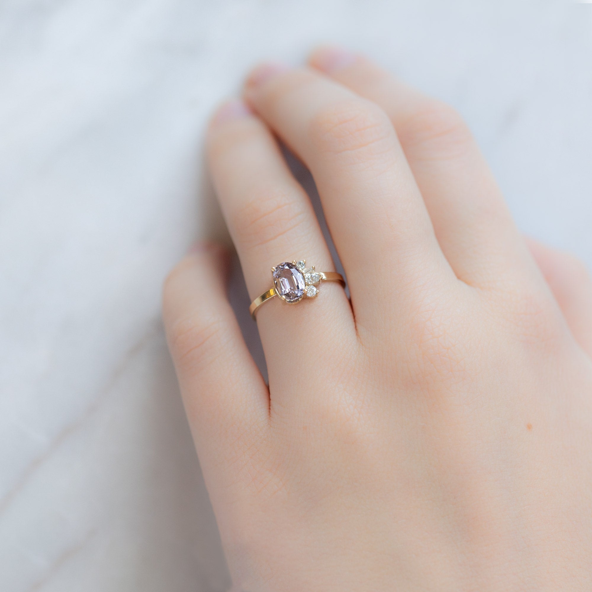 Alexis Russell Engagement Rings The Cluster Ring | 1.12ct Oval Spinel in 14K Yellow Gold