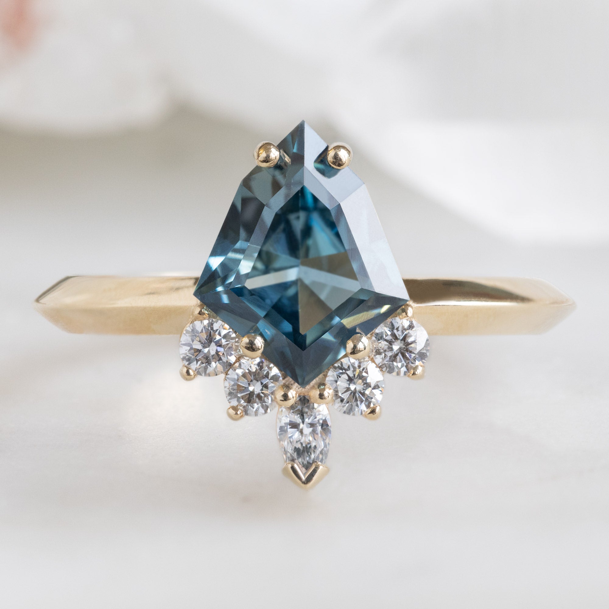 Alexis Russell Engagement Rings The Aster Ring | 1.28ct Kite Blue Sapphire in 14K Yellow Gold