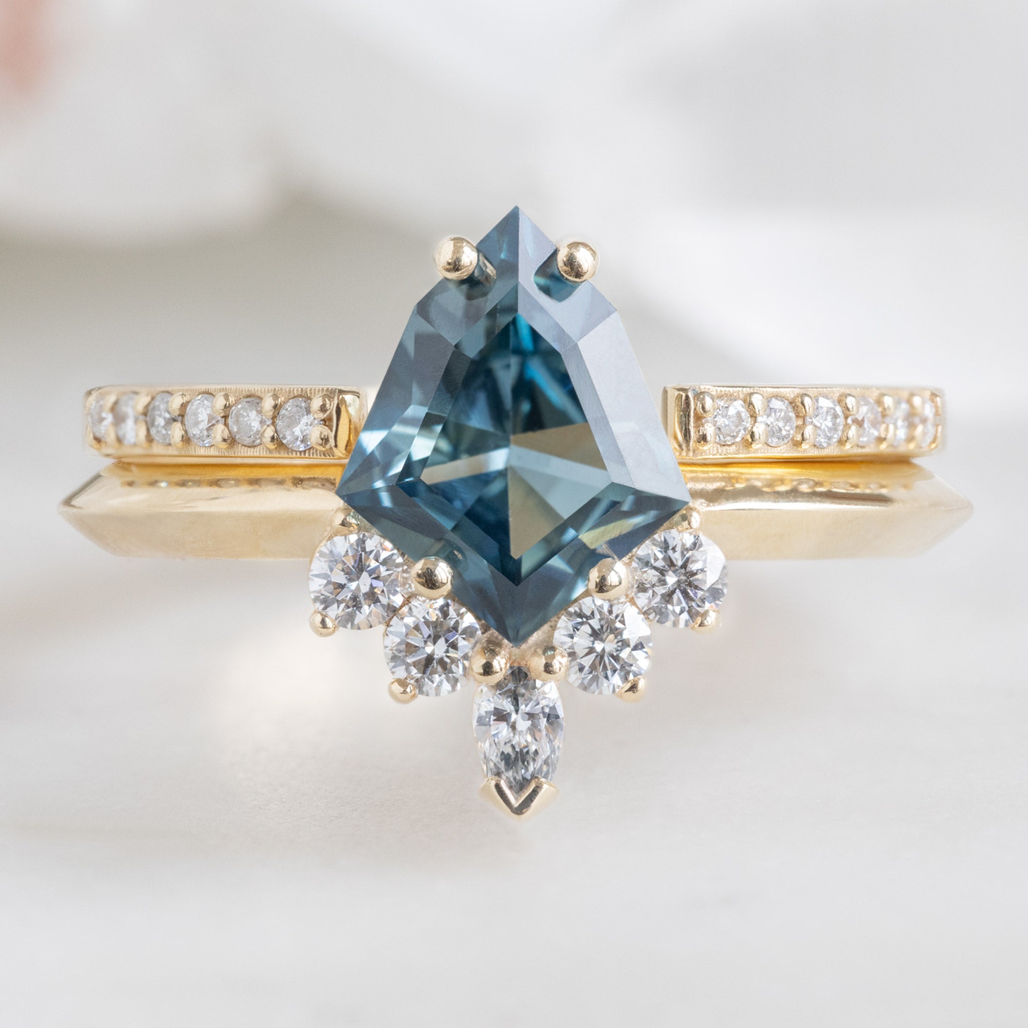 Alexis Russell Engagement Rings The Aster Ring | 1.28ct Kite Blue Sapphire in 14K Yellow Gold