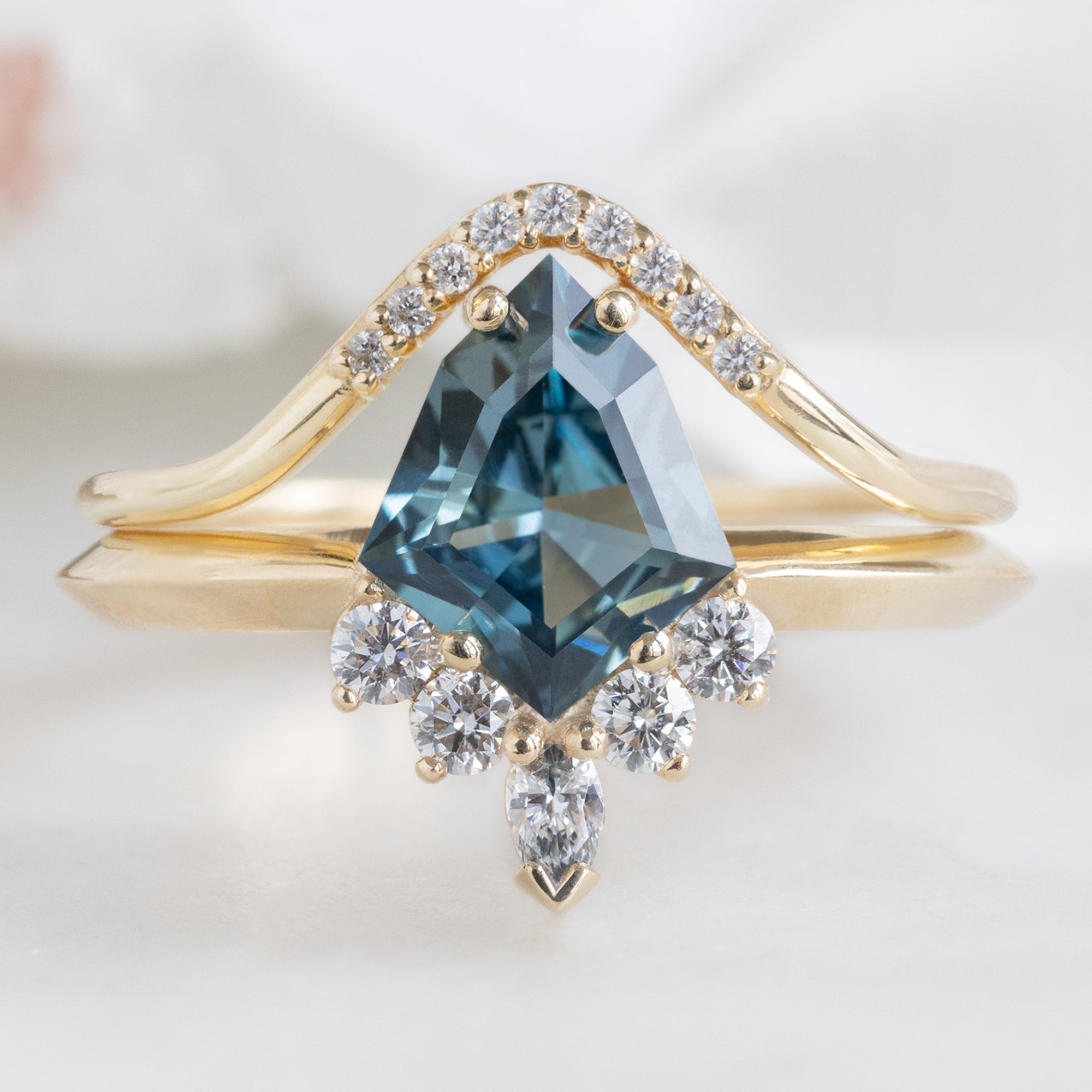 Alexis Russell Engagement Rings The Aster Ring | 1.28ct Kite Blue Sapphire in 14K Yellow Gold