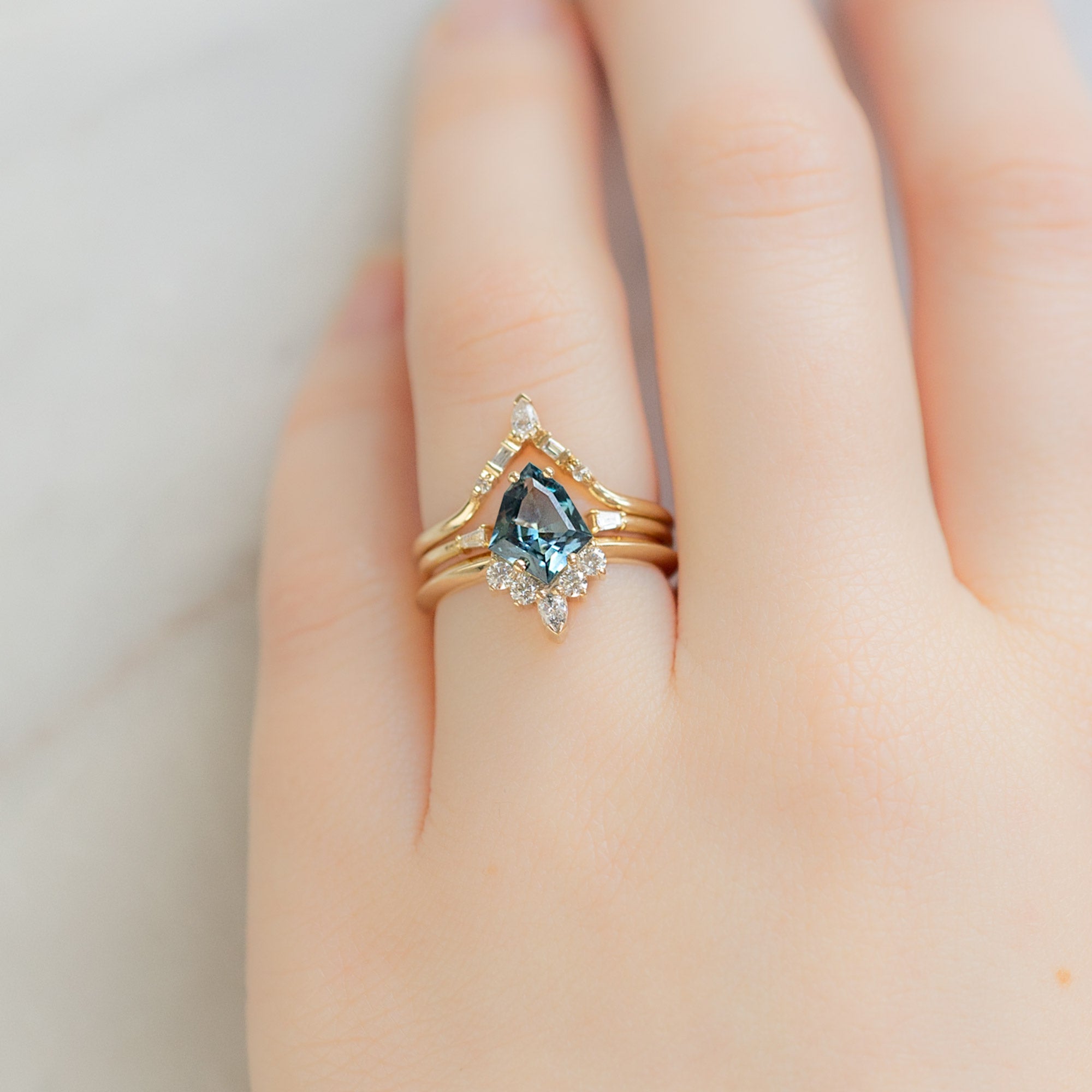 Alexis Russell Engagement Rings The Aster Ring | 1.28ct Kite Blue Sapphire in 14K Yellow Gold
