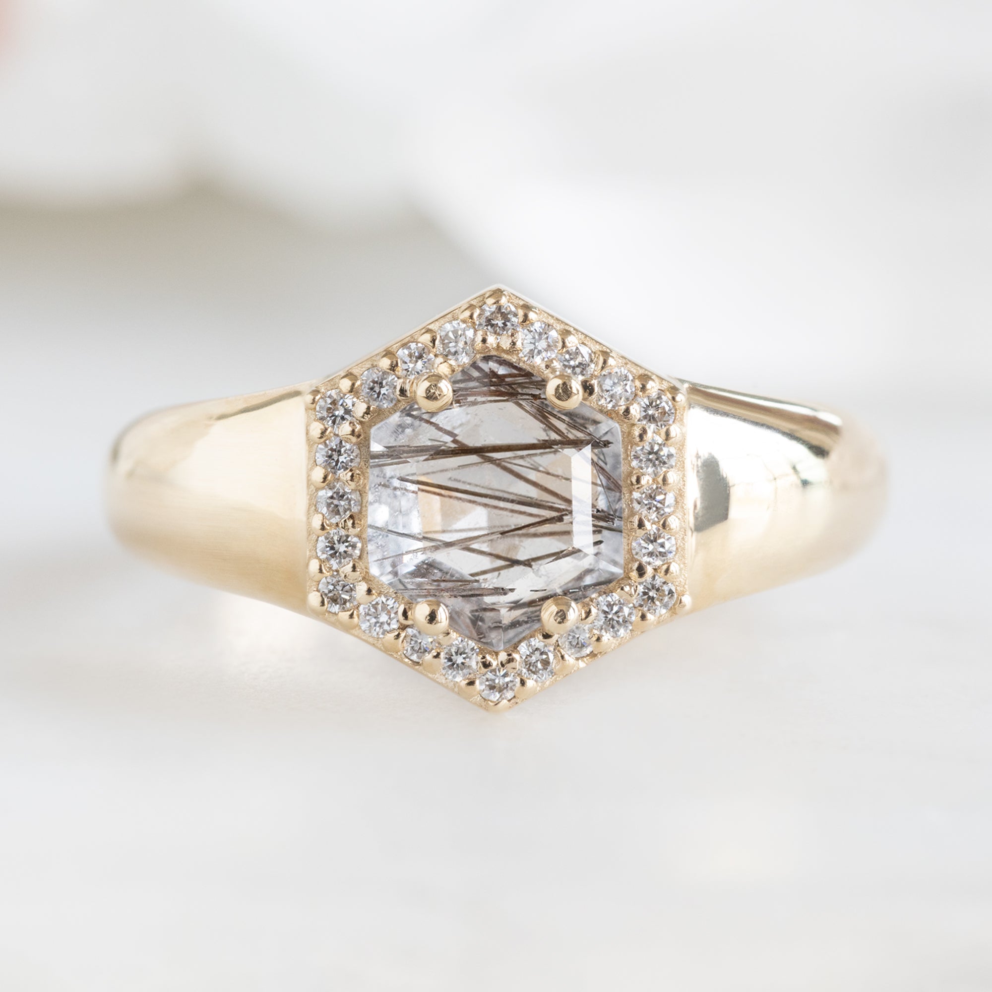 Alexis Russell Engagement Rings The Signet Ring | 0.70ct Hexagon Tourmaline in Quartz in 14K Yellow Gold