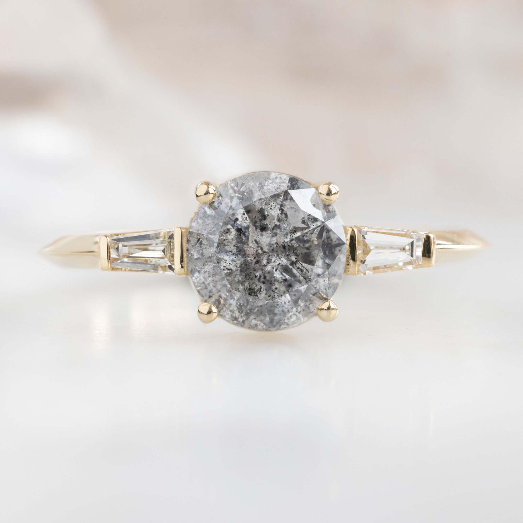 Alexis Russell Custom Diamond Ring Design Your Own Custom | Round Salt and Pepper Diamond Engagement Ring