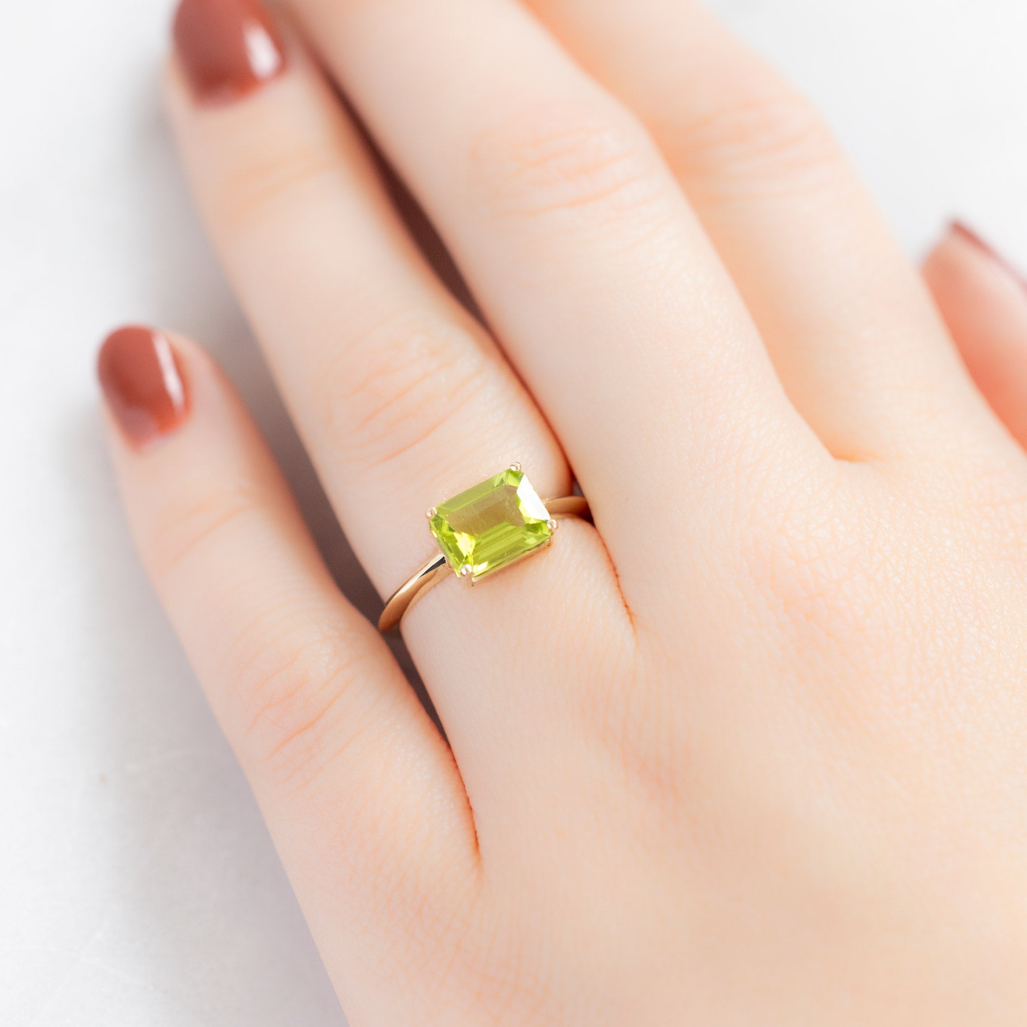 Alexis Russell Engagement Rings The Bryn Ring | 1.72ct Emerald Peridot in 14K Yellow Gold