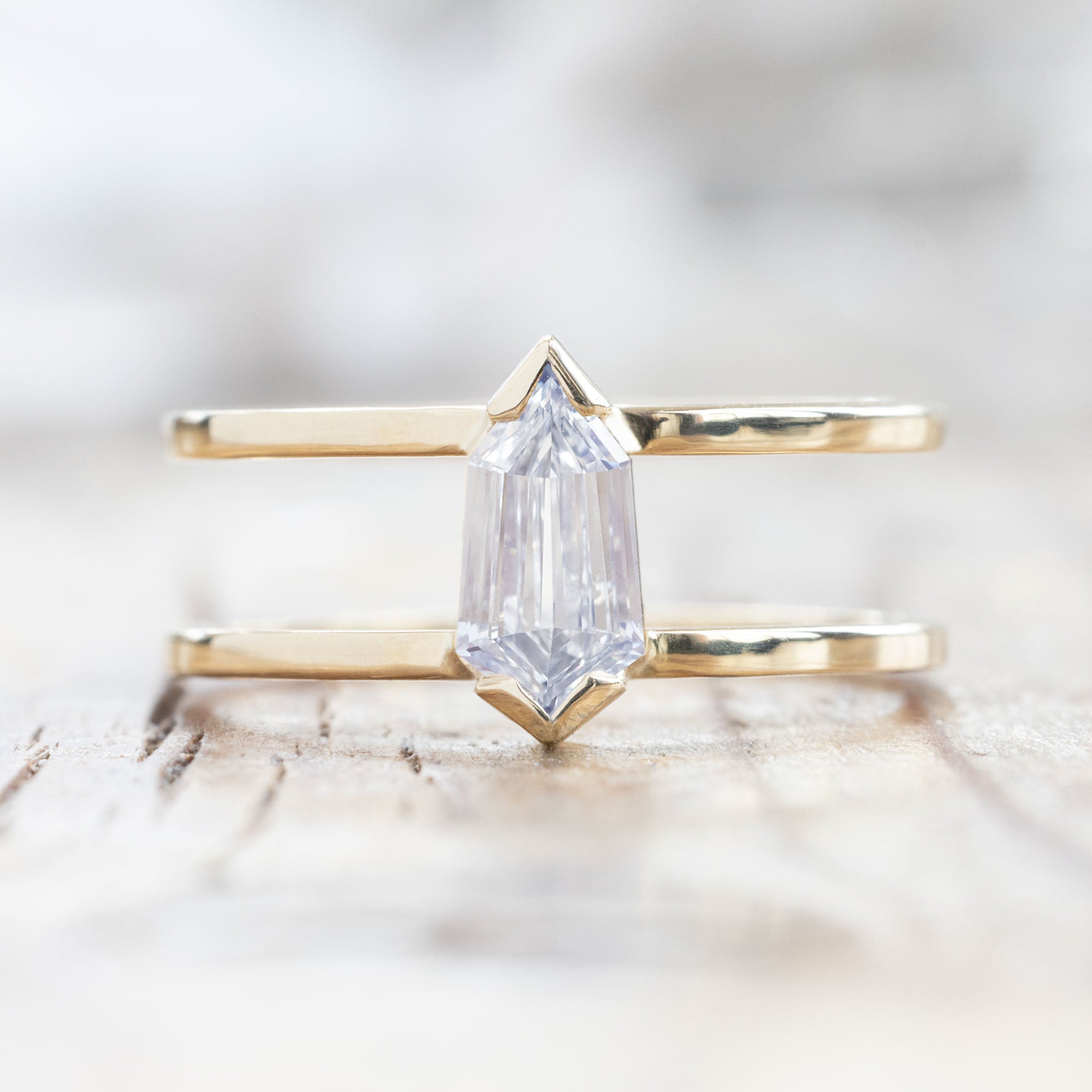 Alexis Russell Engagement Rings The Poppy Ring | 0.69ct Geometric Natural White Diamond in 14K Yellow Gold
