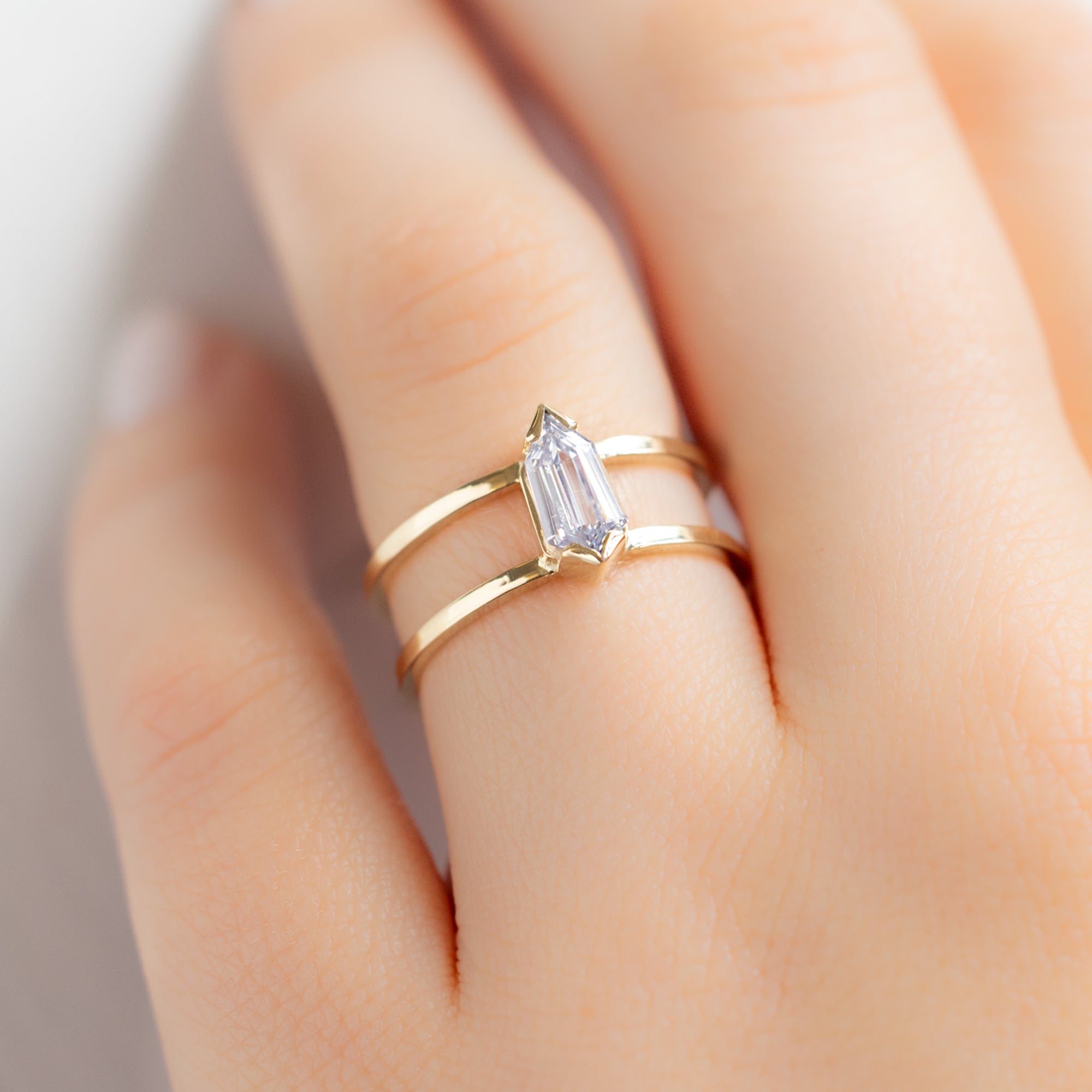 Alexis Russell Engagement Rings The Poppy Ring | 0.69ct Geometric Natural White Diamond in 14K Yellow Gold