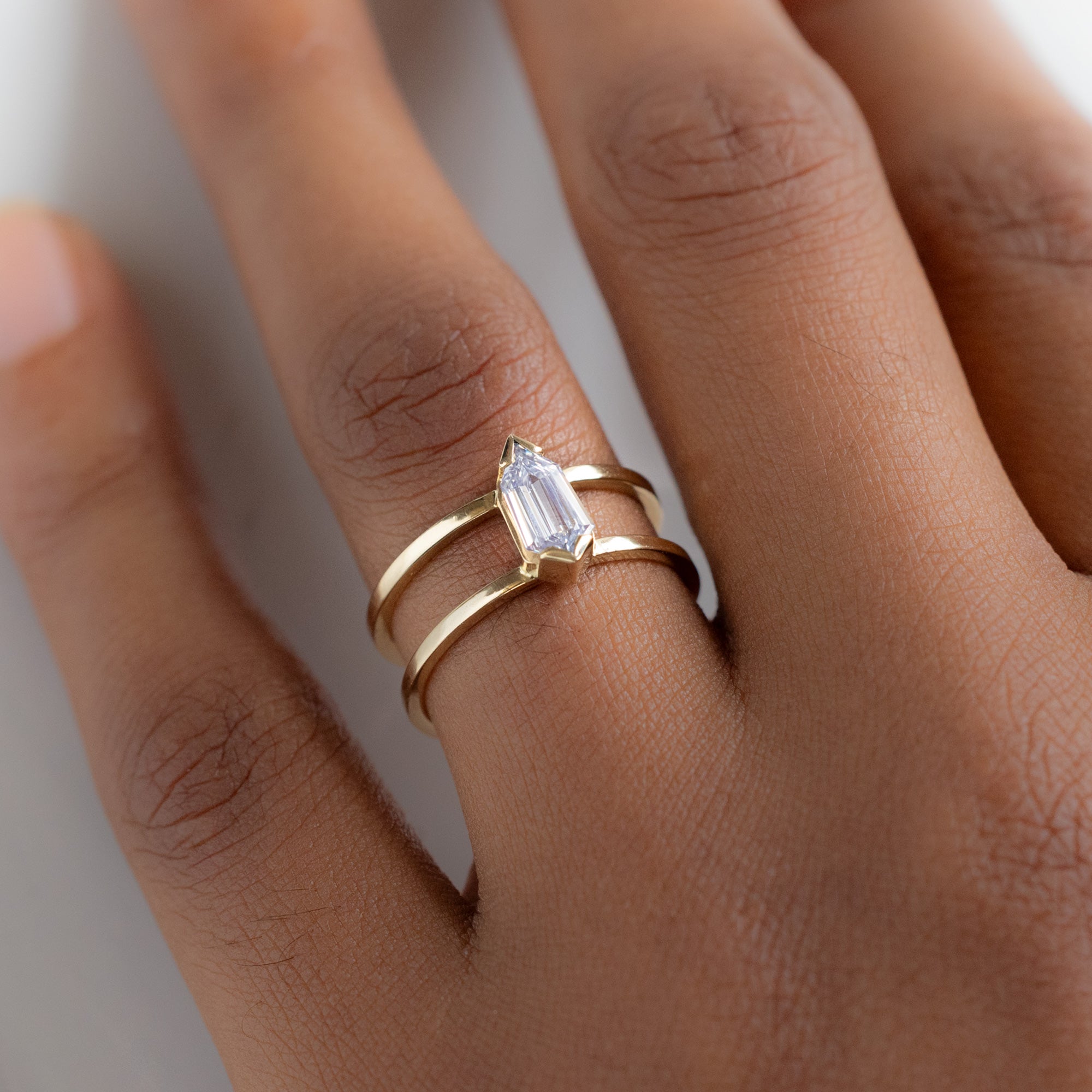 Alexis Russell Engagement Rings The Poppy Ring | 0.69ct Geometric Natural White Diamond in 14K Yellow Gold