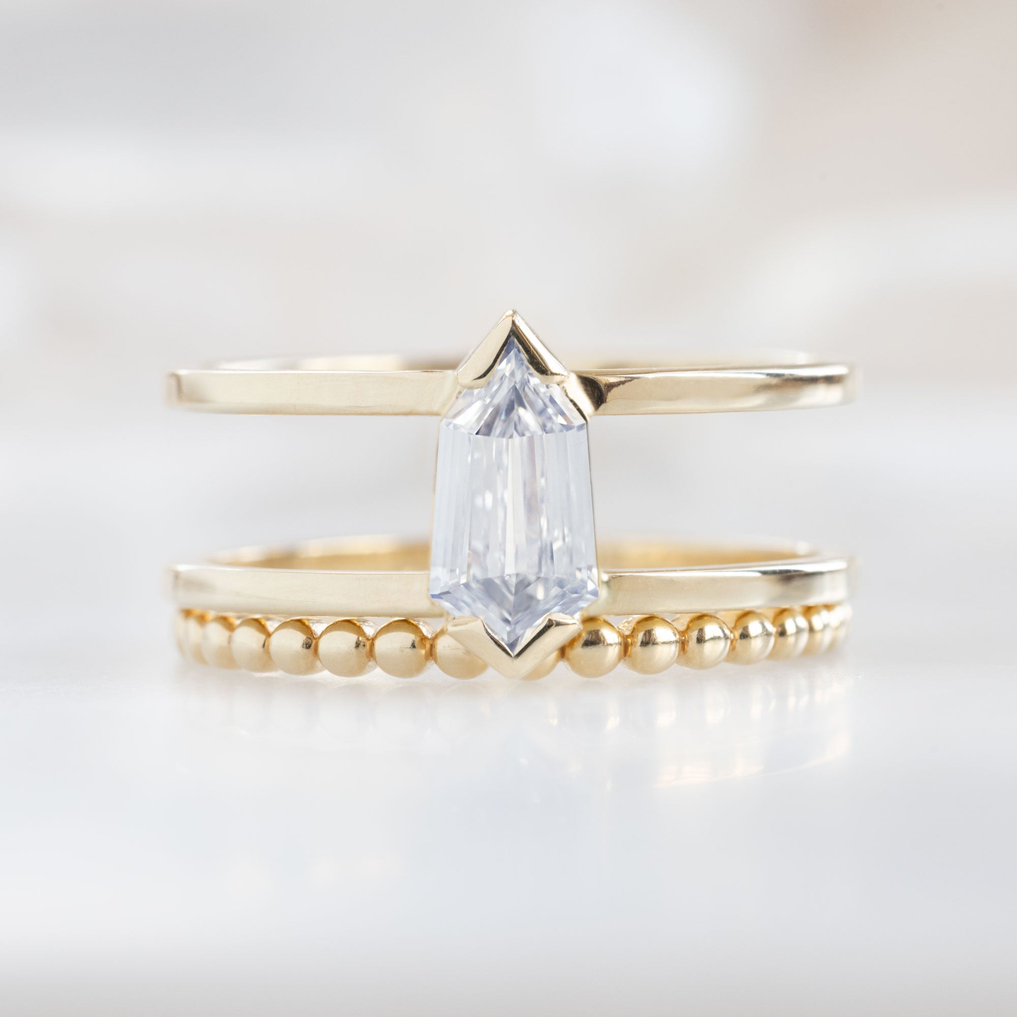 Alexis Russell Engagement Rings The Poppy Ring | 0.69ct Geometric Natural White Diamond in 14K Yellow Gold