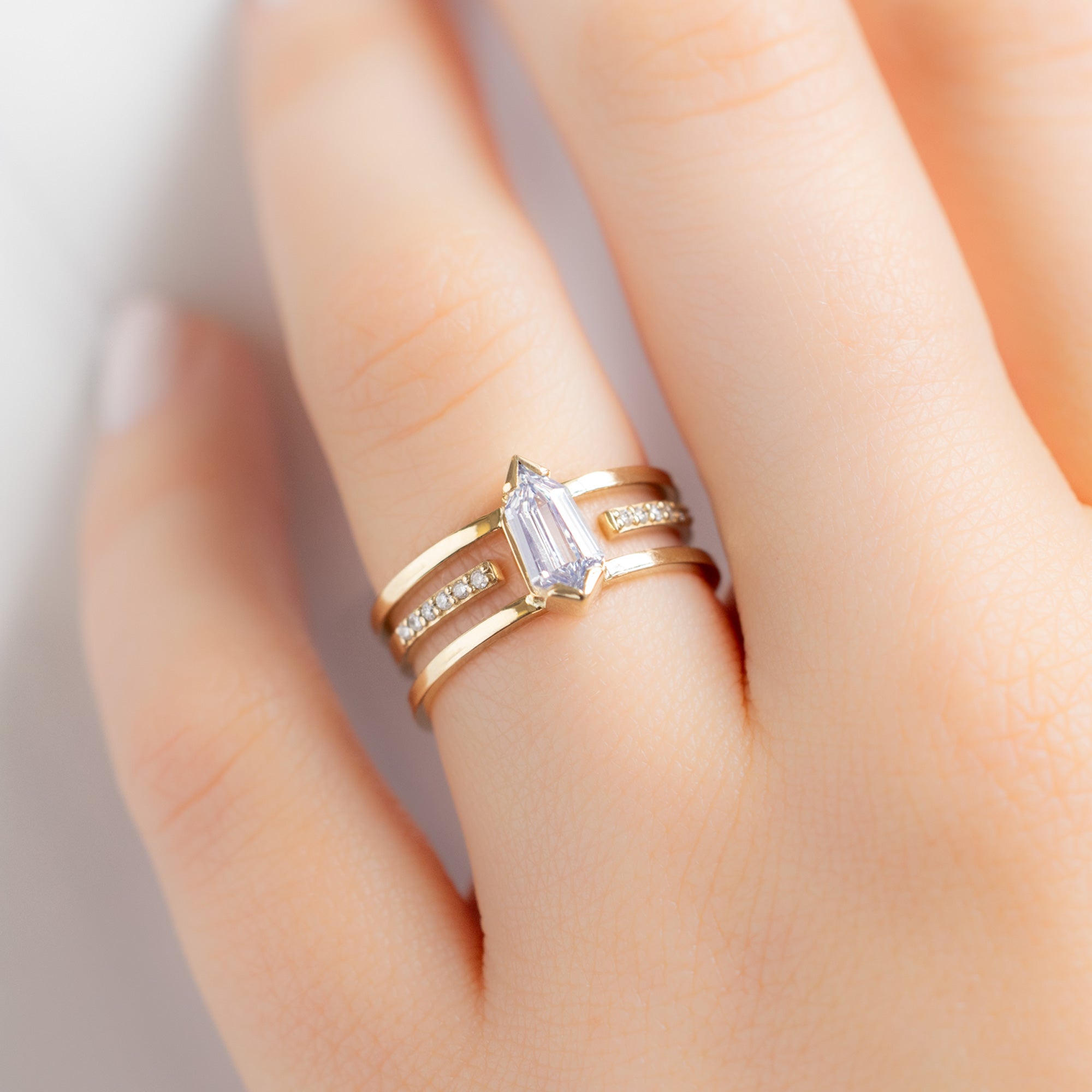Alexis Russell Engagement Rings The Poppy Ring | 0.69ct Geometric Natural White Diamond in 14K Yellow Gold