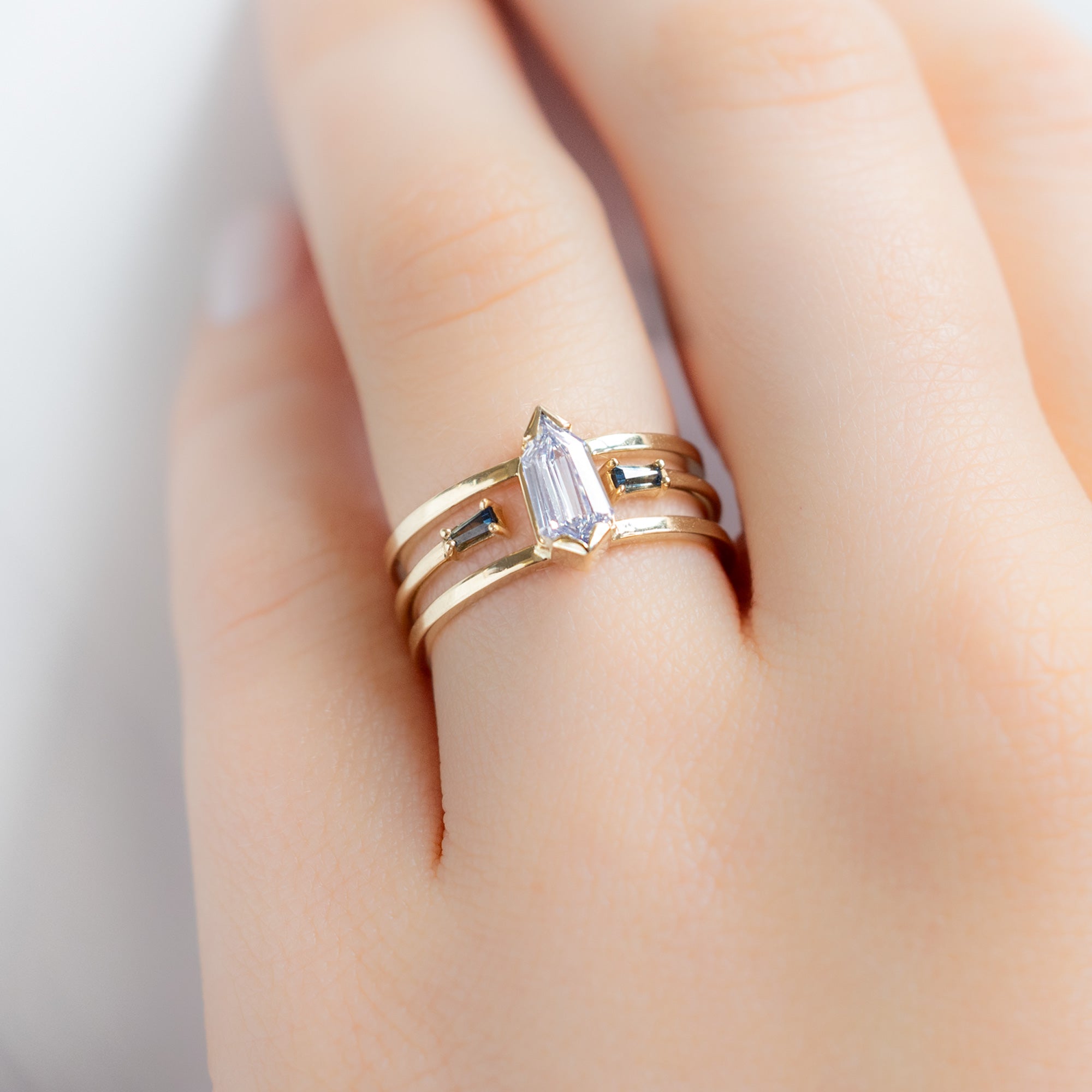 Alexis Russell Engagement Rings The Poppy Ring | 0.69ct Geometric Natural White Diamond in 14K Yellow Gold