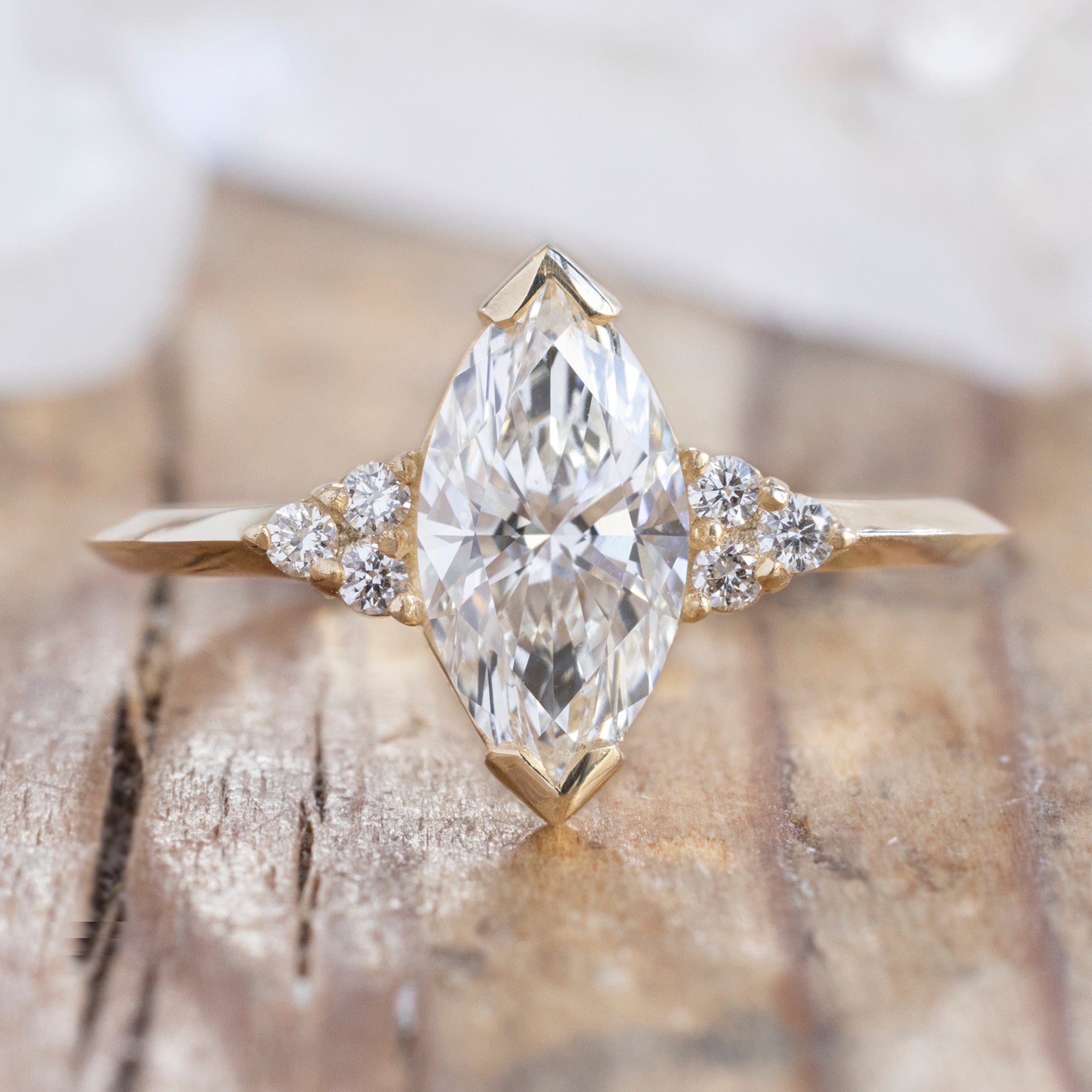 Alexis Russell Engagement Rings The Ivy Ring | 1.09ct Lab Grown Marquise White Diamond in 14K Yellow Gold