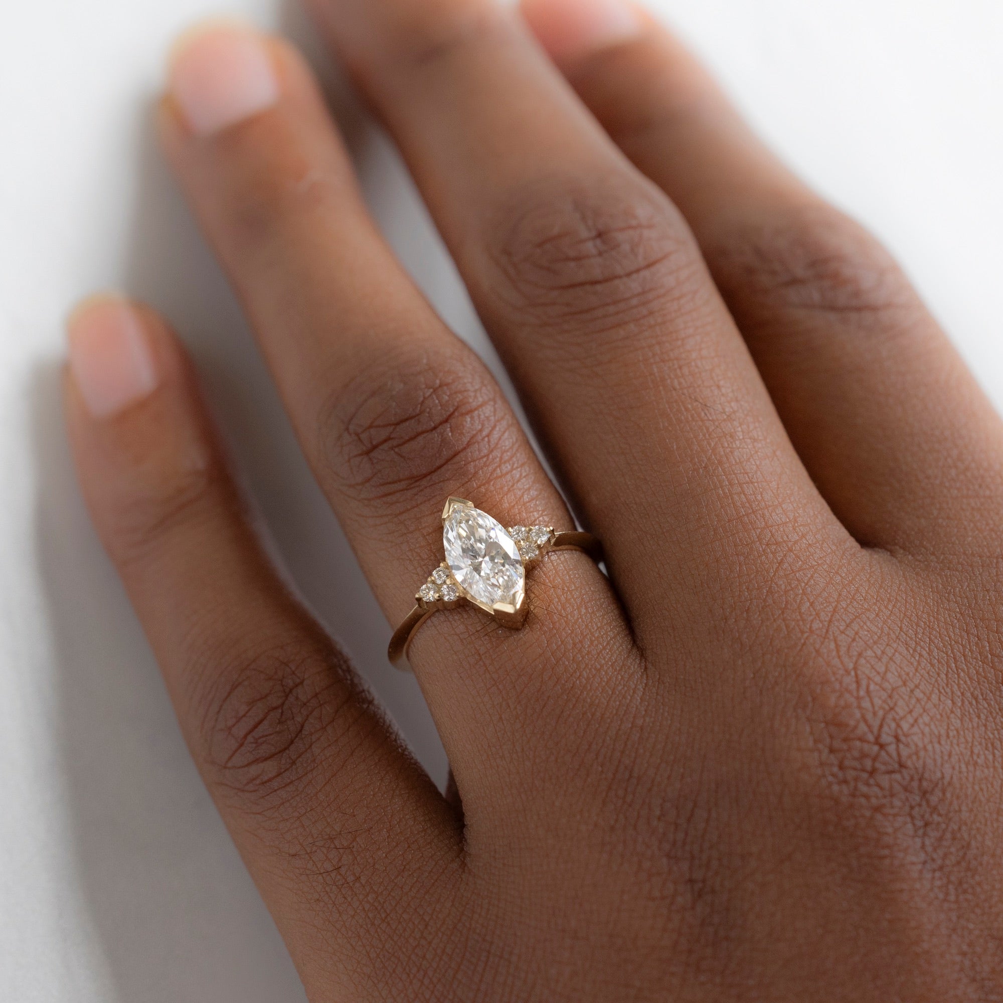 Alexis Russell Engagement Rings The Ivy Ring | 1.09ct Lab Grown Marquise White Diamond in 14K Yellow Gold