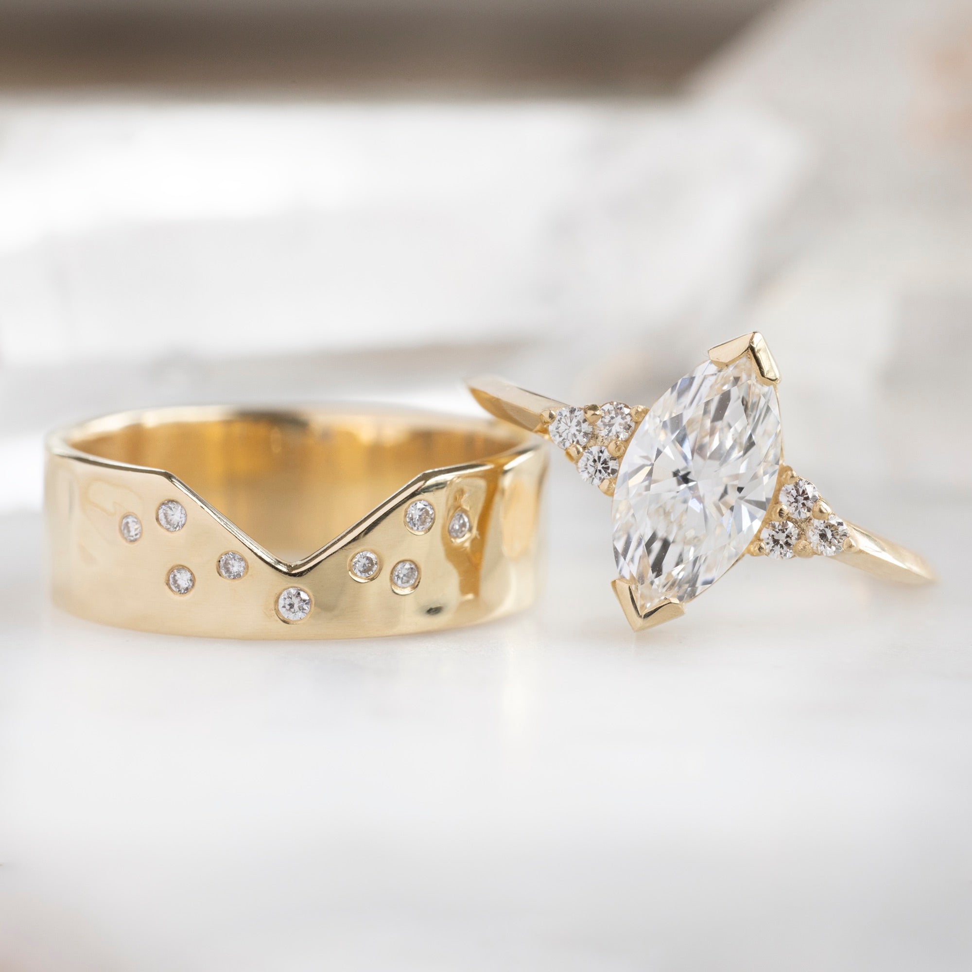 Alexis Russell Engagement Rings The Ivy Ring | 1.09ct Lab Grown Marquise White Diamond in 14K Yellow Gold