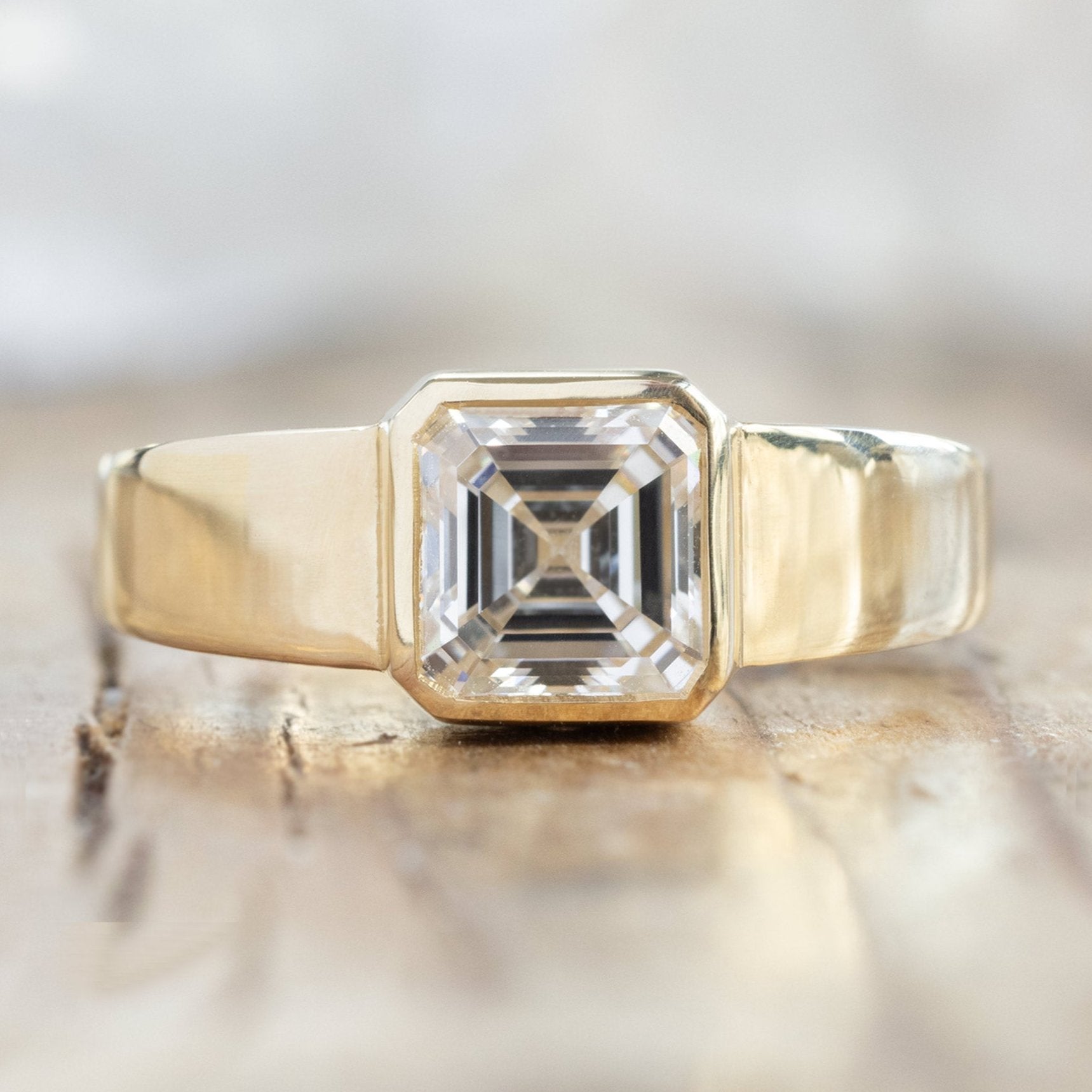 Alexis Russell Engagement Rings The Signet Ring | 1.25ct Lab Grown Asscher White Diamond in 14K Yellow Gold