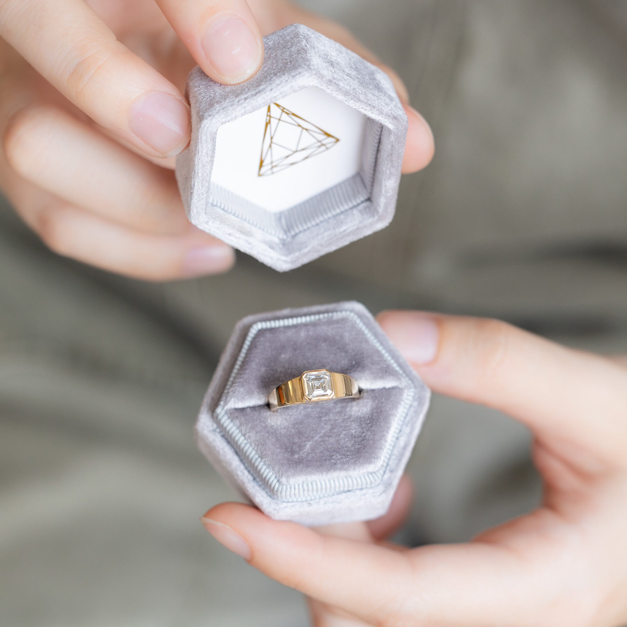 Alexis Russell Engagement Rings The Signet Ring | 1.25ct Lab Grown Asscher White Diamond in 14K Yellow Gold