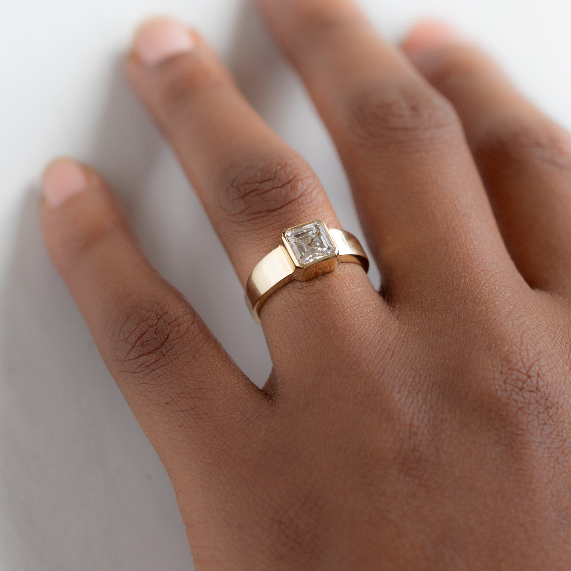 Alexis Russell Engagement Rings The Signet Ring | 1.25ct Lab Grown Asscher White Diamond in 14K Yellow Gold