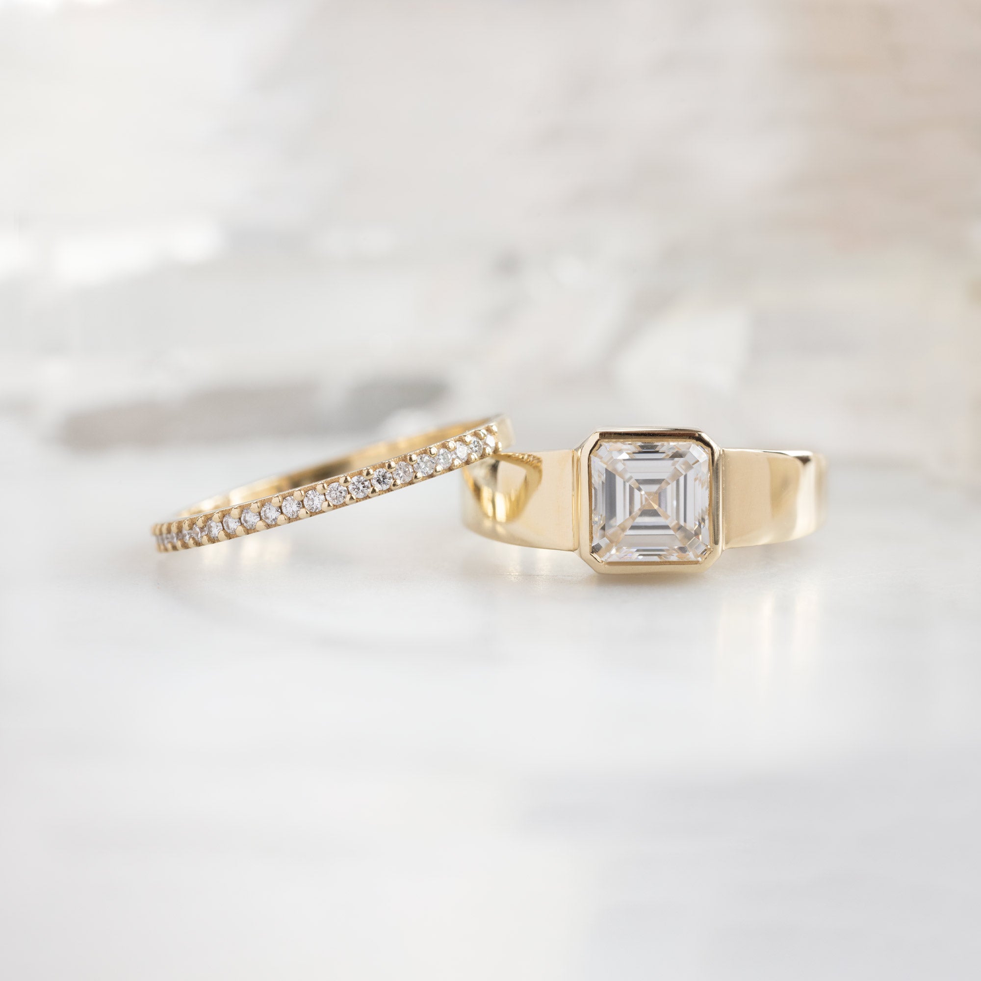 Alexis Russell Engagement Rings The Signet Ring | 1.25ct Lab Grown Asscher White Diamond in 14K Yellow Gold