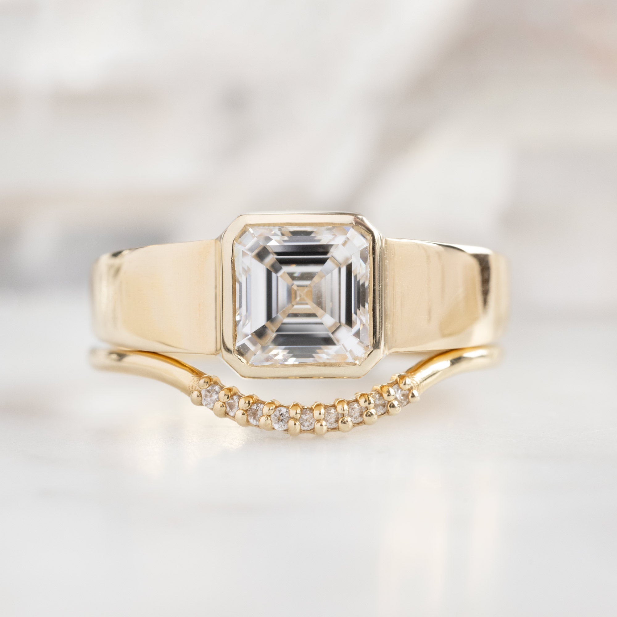 Alexis Russell Engagement Rings The Signet Ring | 1.25ct Lab Grown Asscher White Diamond in 14K Yellow Gold