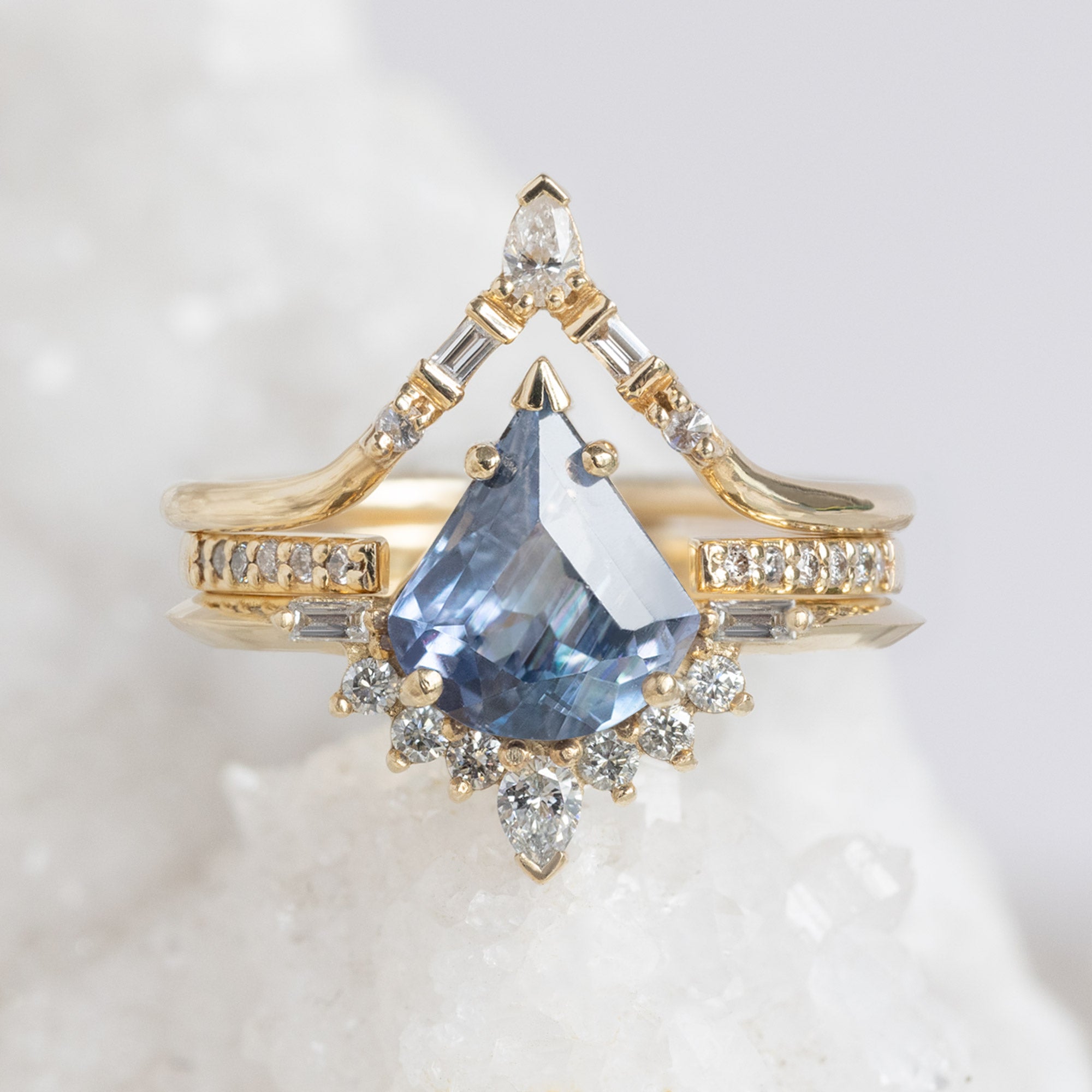 Alexis Russell Engagement Rings The Posy Ring | 1.76ct Geometric Blue Violet Sapphire in 14K Yellow Gold
