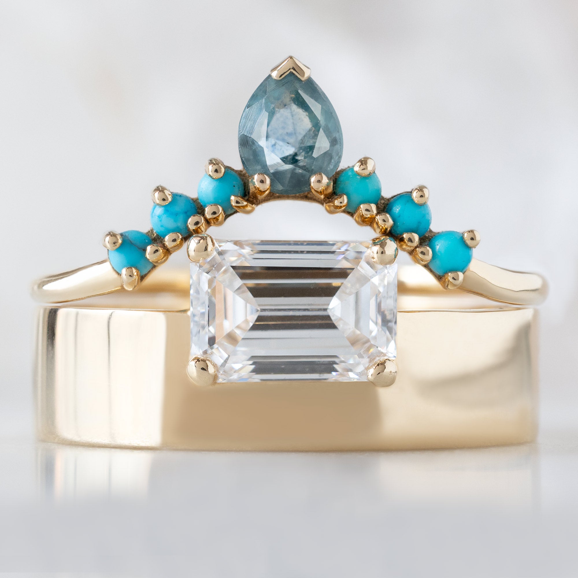 Alexis Russell Engagement Rings The Cigar Band | with a 0.90ct Lab Grown Emerald-Cut White Diamond in 14K Yellow Gold