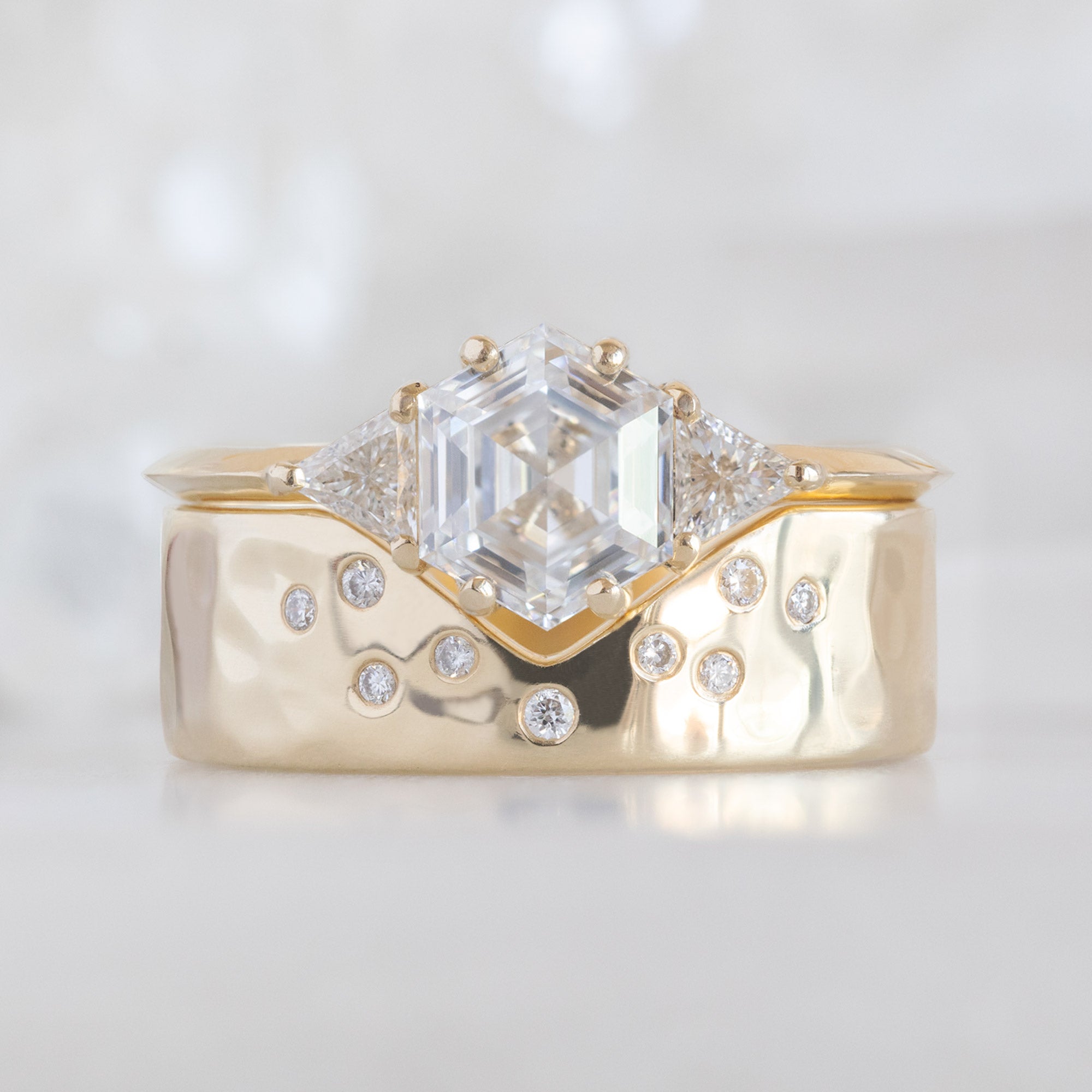 Alexis Russell Engagement Rings The Jade Ring | 1.04ct Lab Grown Hexagon White Diamond in 14K Yellow Gold