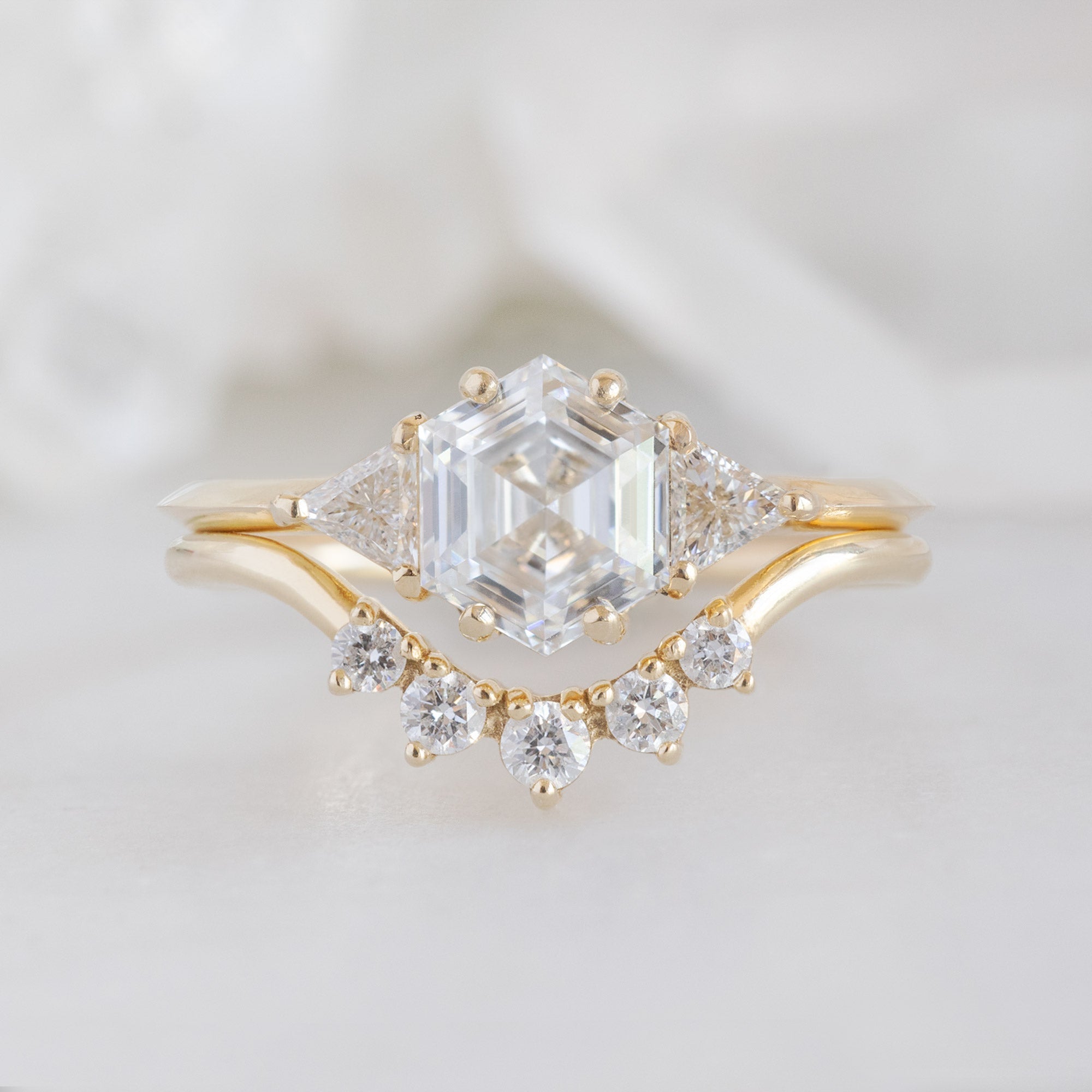 Alexis Russell Engagement Rings The Jade Ring | 1.04ct Lab Grown Hexagon White Diamond in 14K Yellow Gold