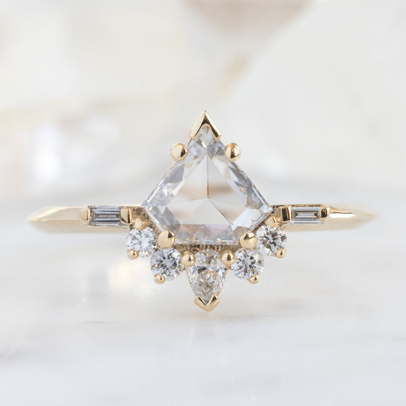 Alexis Russell Engagement Rings The Posy Ring | 0.57ct Shield Natural White Diamond in 14K Yellow Gold
