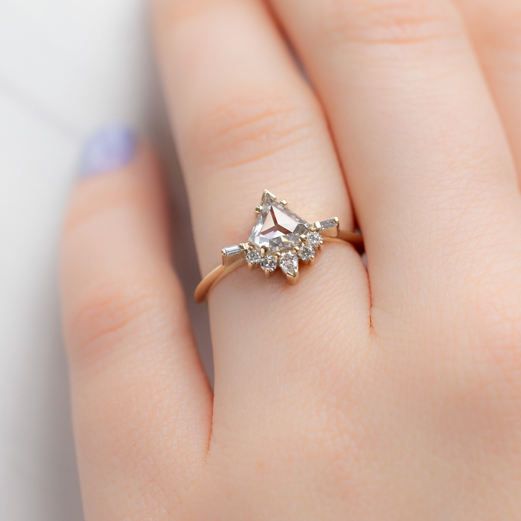 Alexis Russell Engagement Rings The Posy Ring | 0.57ct Shield Natural White Diamond in 14K Yellow Gold