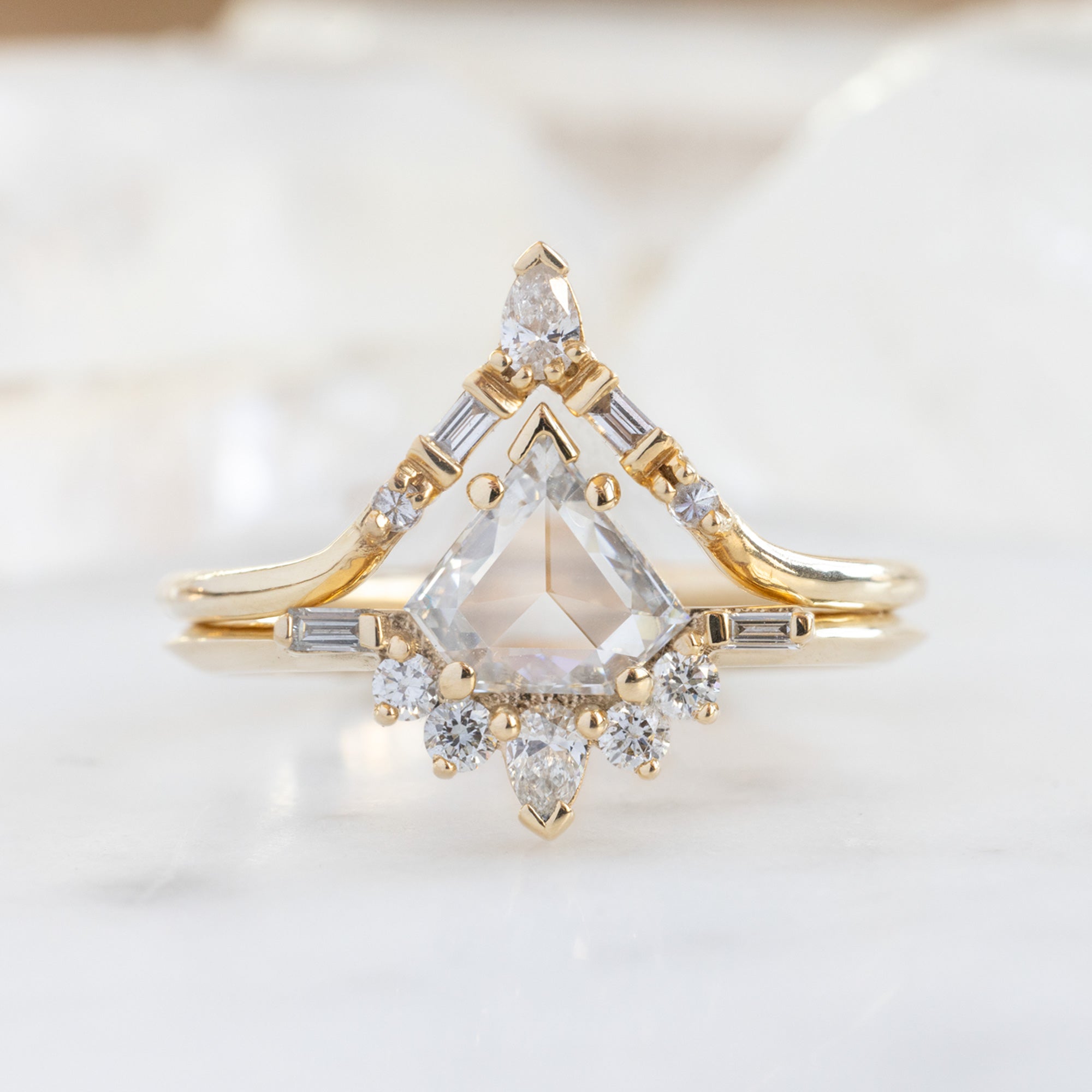 Alexis Russell Engagement Rings The Posy Ring | 0.57ct Shield Natural White Diamond in 14K Yellow Gold