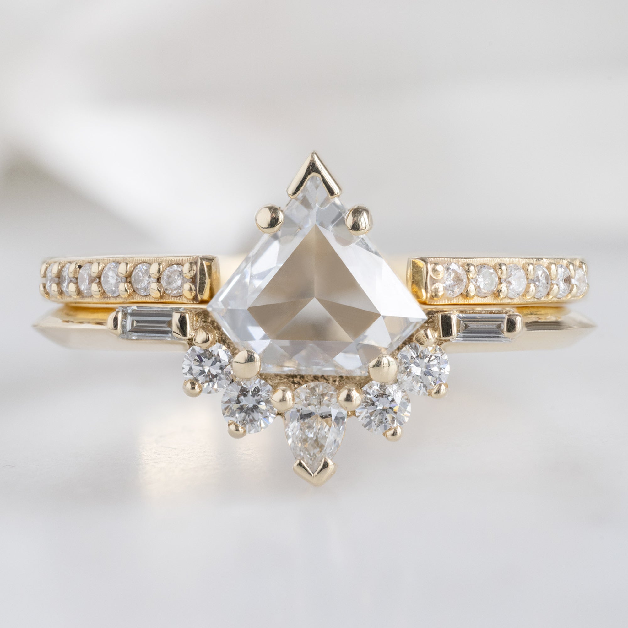 Alexis Russell Engagement Rings The Posy Ring | 0.57ct Shield Natural White Diamond in 14K Yellow Gold