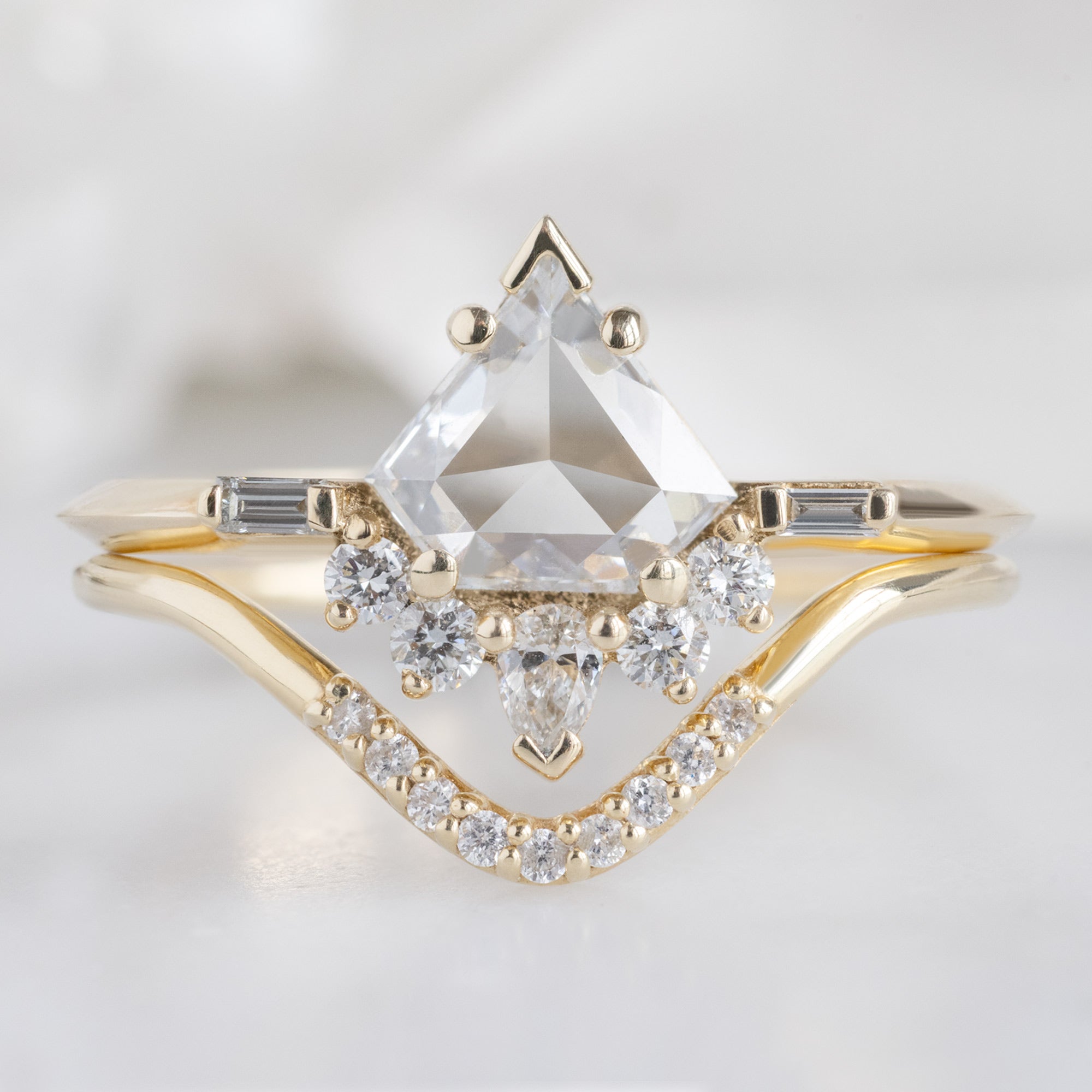 Alexis Russell Engagement Rings The Posy Ring | 0.57ct Shield Natural White Diamond in 14K Yellow Gold