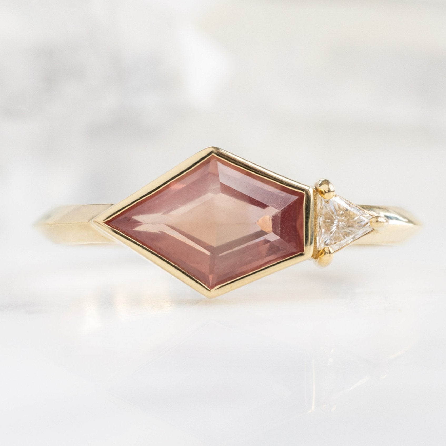 Alexis Russell Engagement Rings The You and Me Ring | 1.41ct Orange Sapphire in 14K Yellow Gold