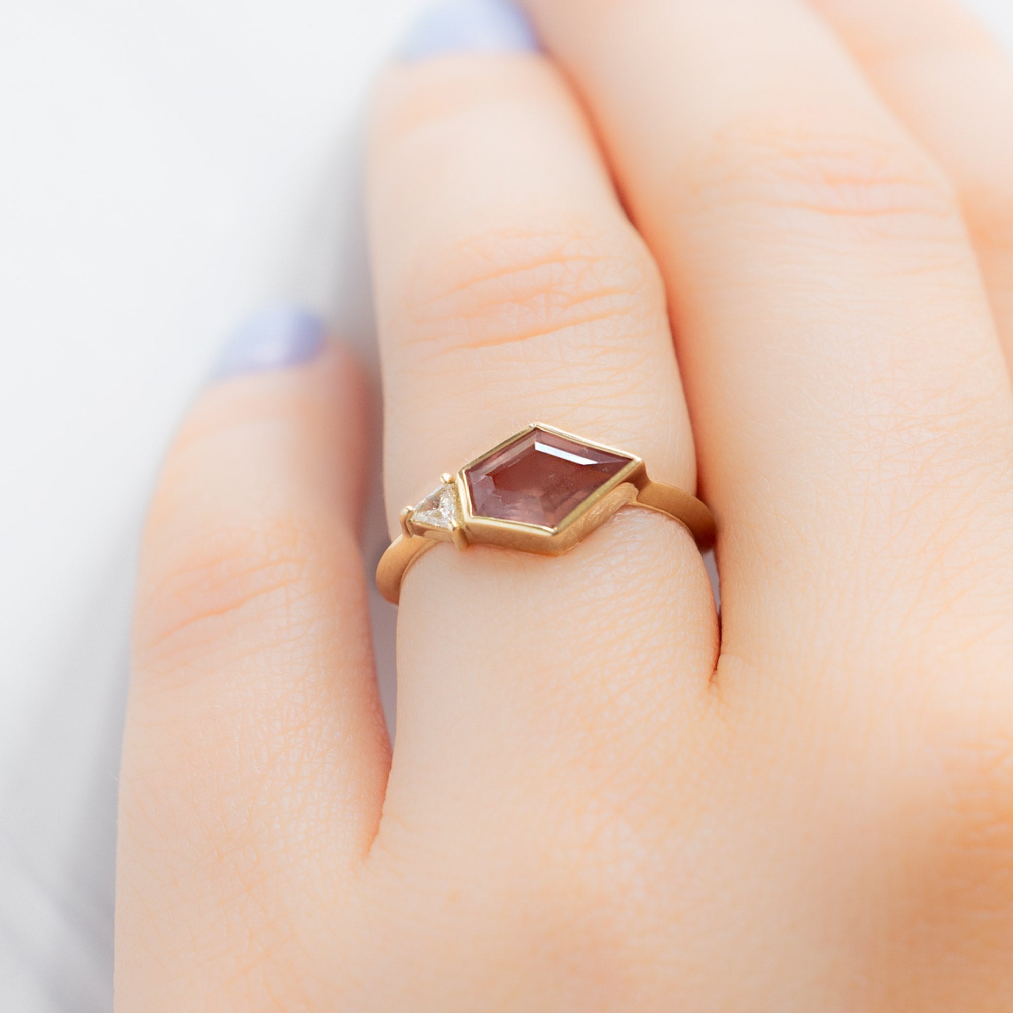 Alexis Russell Engagement Rings The You and Me Ring | 1.41ct Orange Sapphire in 14K Yellow Gold