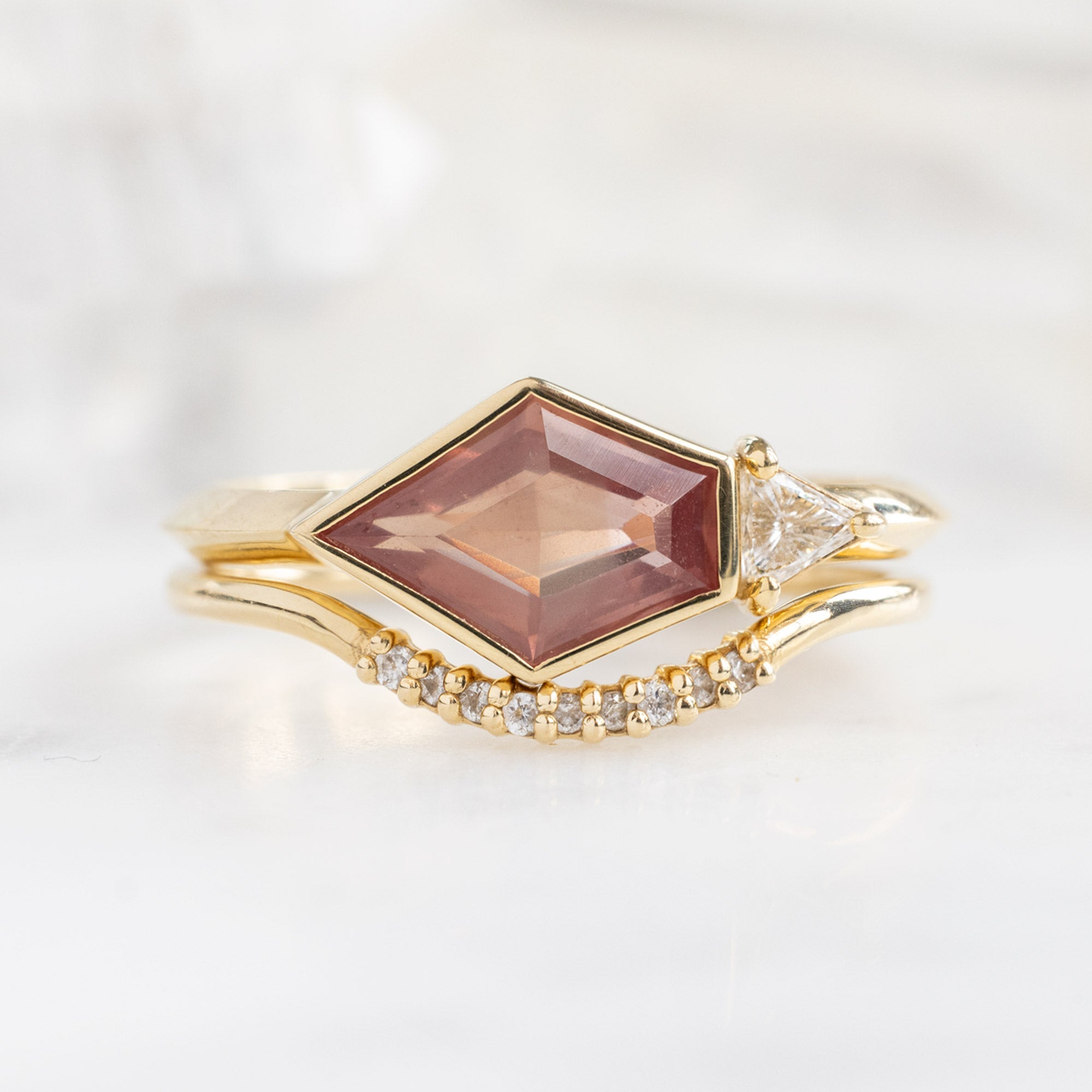 Alexis Russell Engagement Rings The You and Me Ring | 1.41ct Orange Sapphire in 14K Yellow Gold