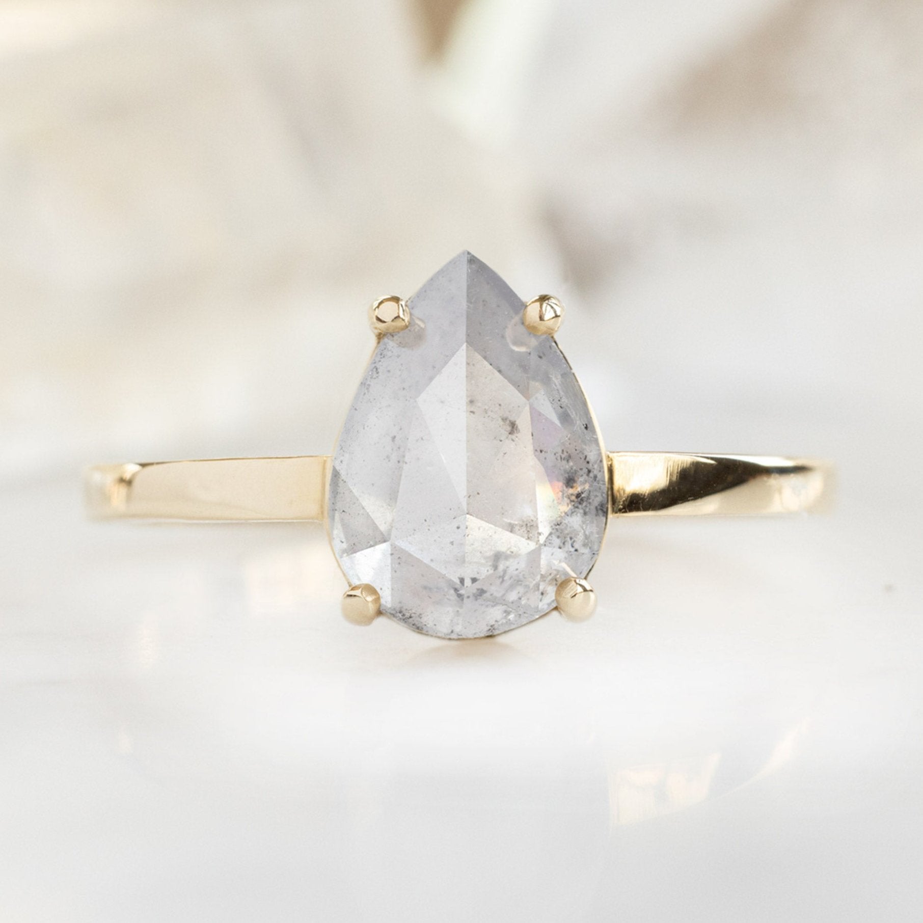 Alexis Russell Engagement Rings The Bryn Ring | 1.72ct Pear Salt and Pepper Diamond in 14K Yellow Gold