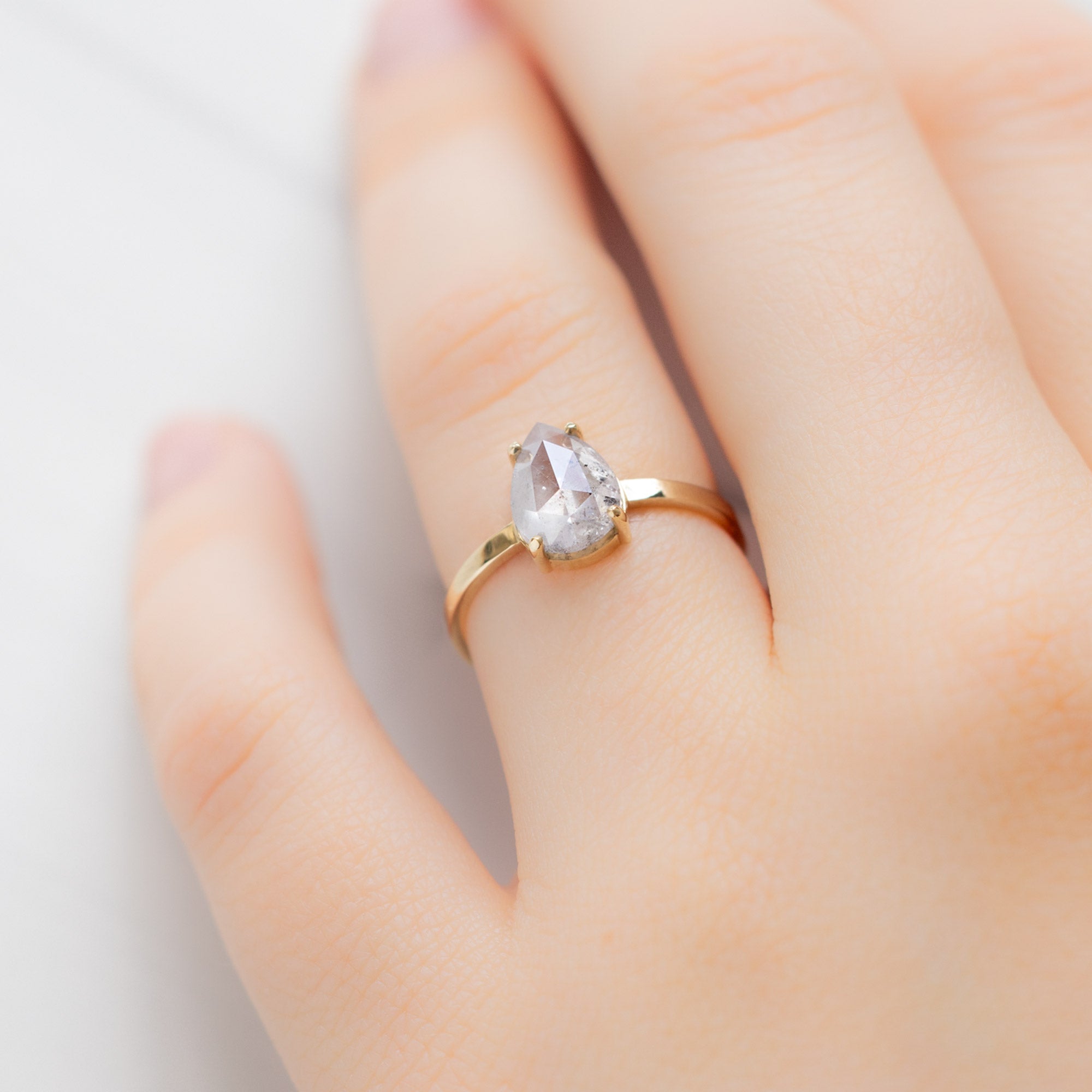 Alexis Russell Engagement Rings The Bryn Ring | 1.72ct Pear Salt and Pepper Diamond in 14K Yellow Gold