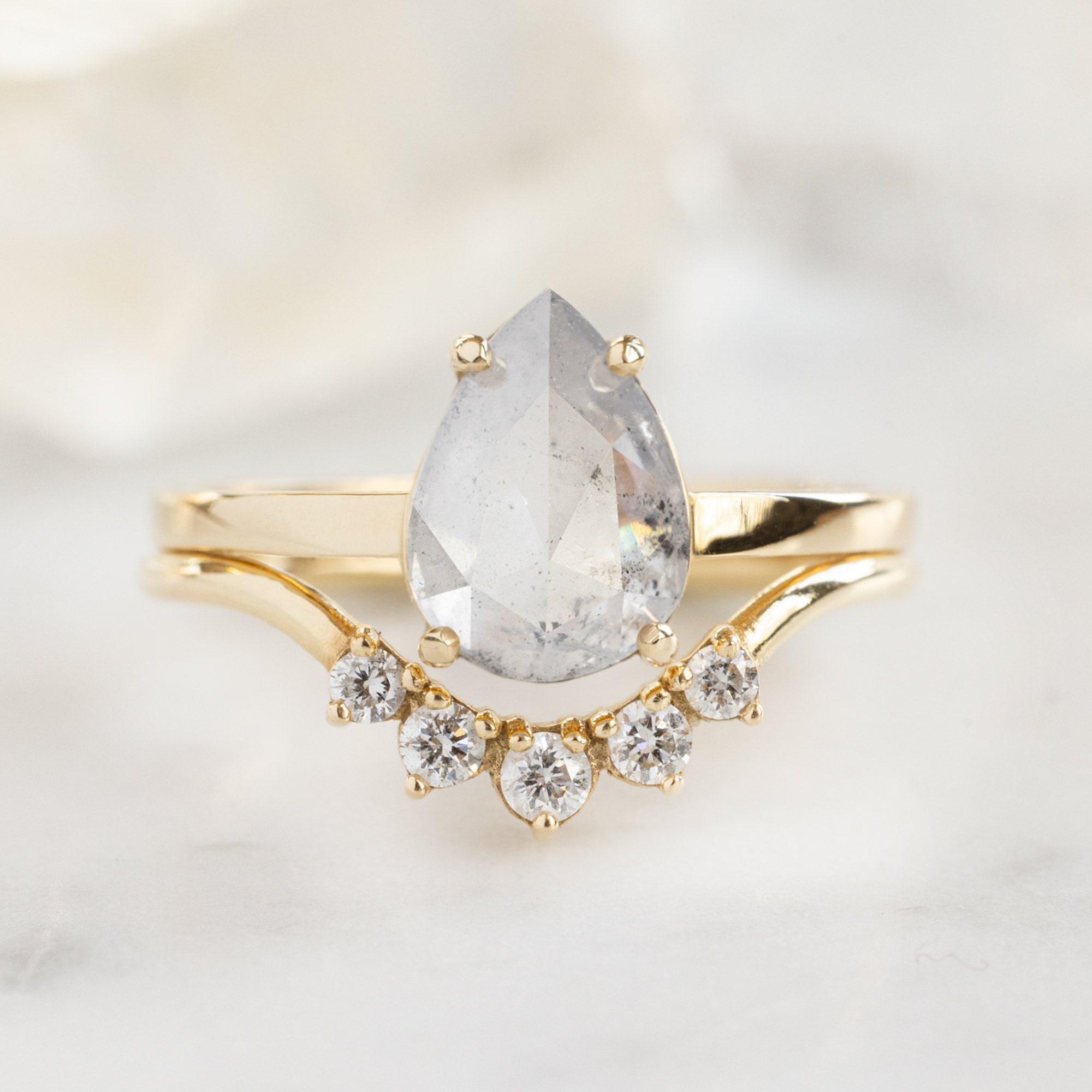 Alexis Russell Engagement Rings The Bryn Ring | 1.72ct Pear Salt and Pepper Diamond in 14K Yellow Gold