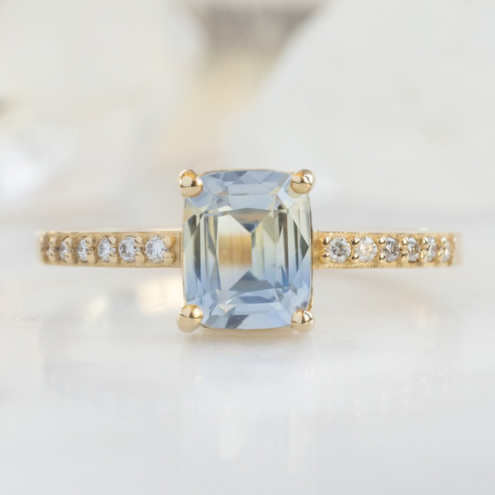 Alexis Russell Engagement Rings The Willow Ring | 1.53ct Cushion Blue Sapphire in 14K Yellow Gold