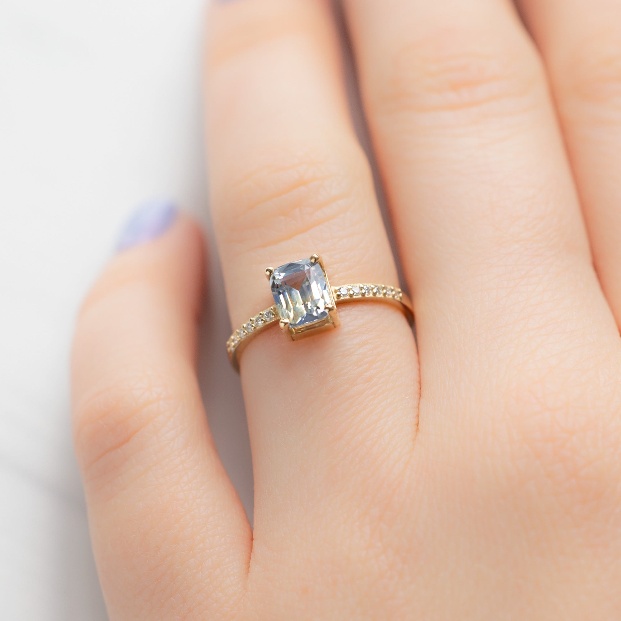 Alexis Russell Engagement Rings The Willow Ring | 1.53ct Cushion Blue Sapphire in 14K Yellow Gold