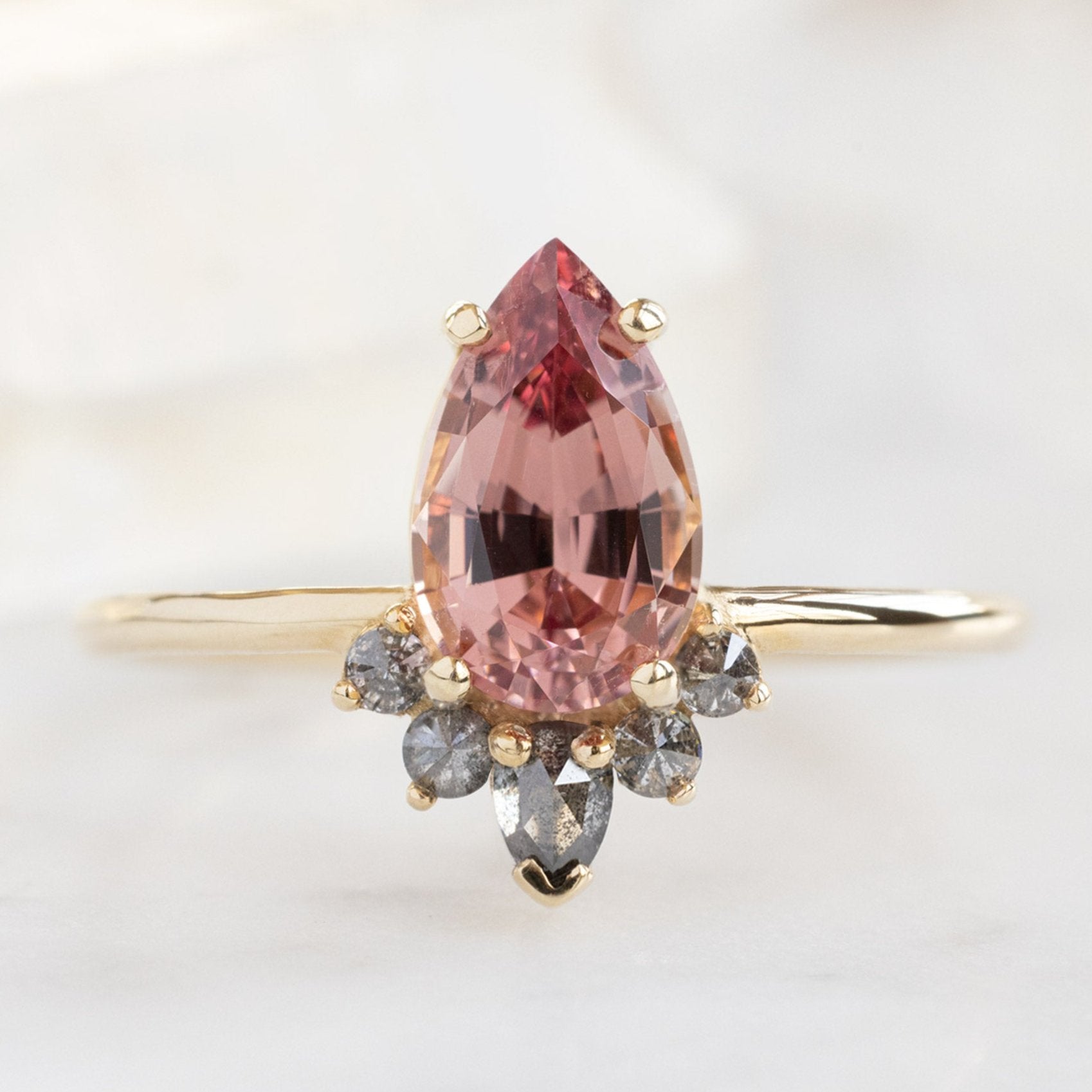 Alexis Russell Engagement Rings The Aster Ring | 1.59ct Pear Garnet in 14K Yellow Gold