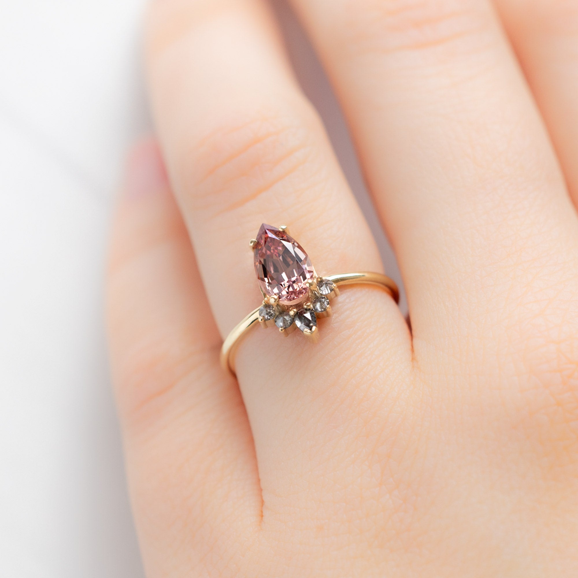 Alexis Russell Engagement Rings The Aster Ring | 1.59ct Pear Garnet in 14K Yellow Gold