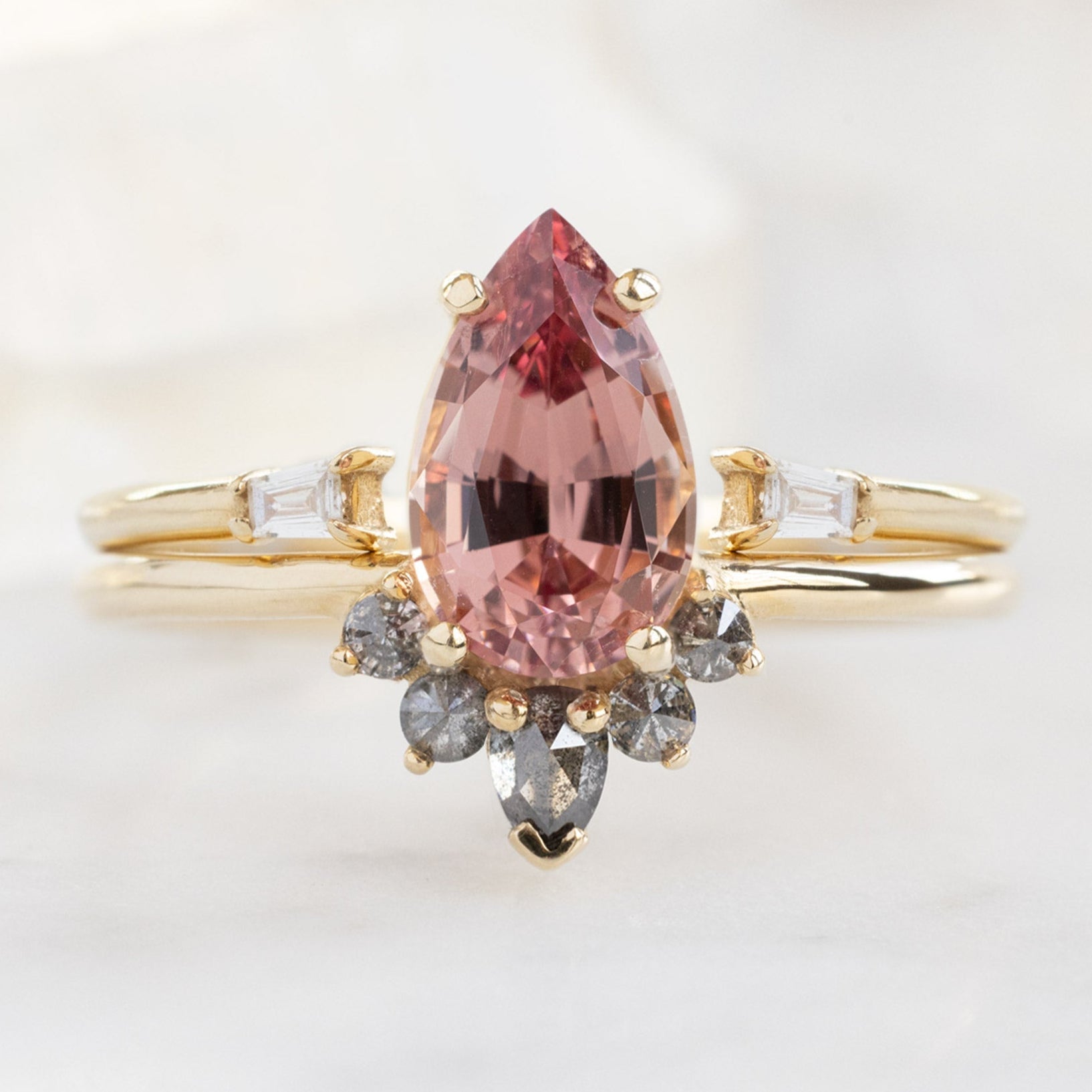 Alexis Russell Engagement Rings The Aster Ring | 1.59ct Pear Garnet in 14K Yellow Gold