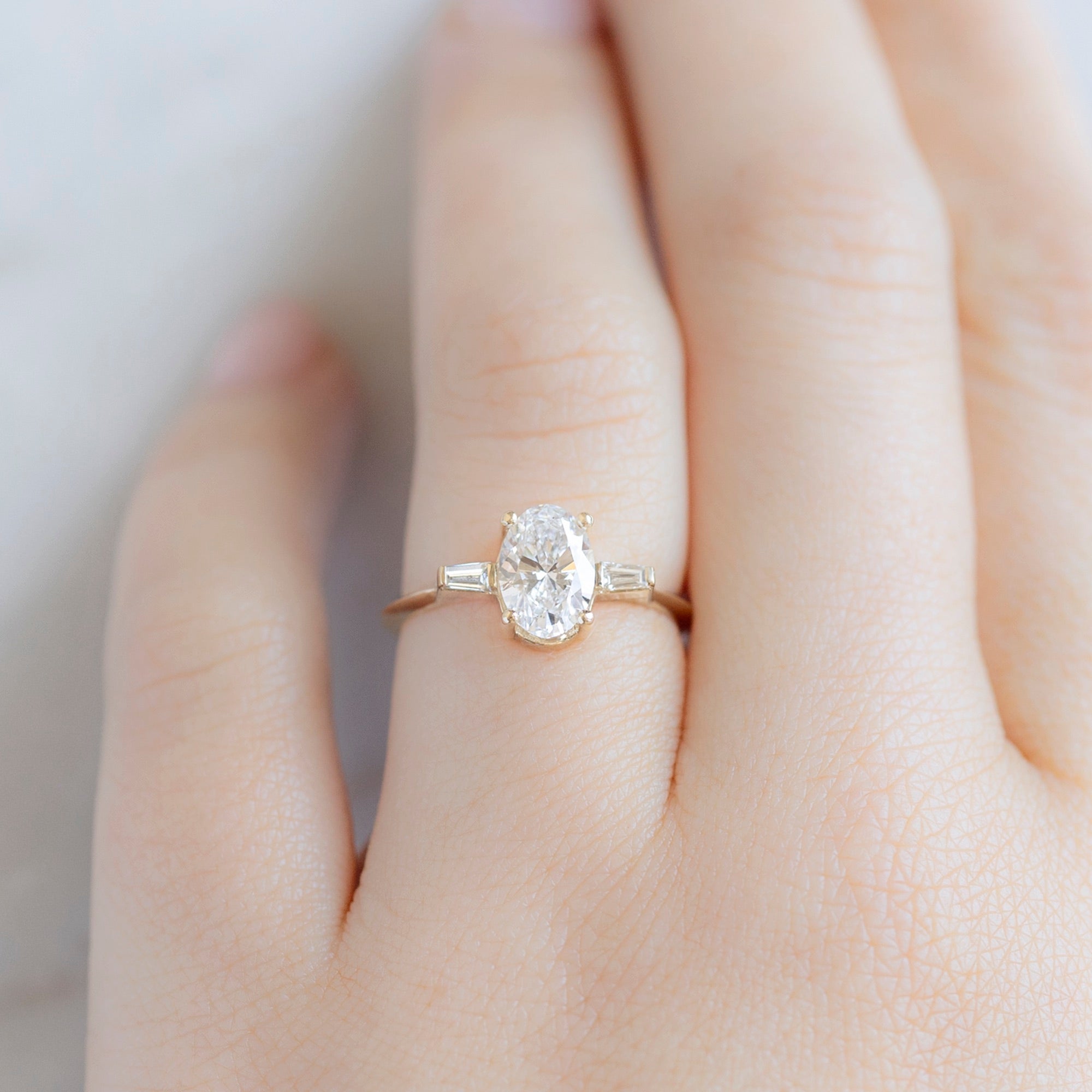 Alexis Russell Engagement Rings The Ash Ring | 1.09ct Lab Grown Oval White Diamond in 14K Yellow Gold