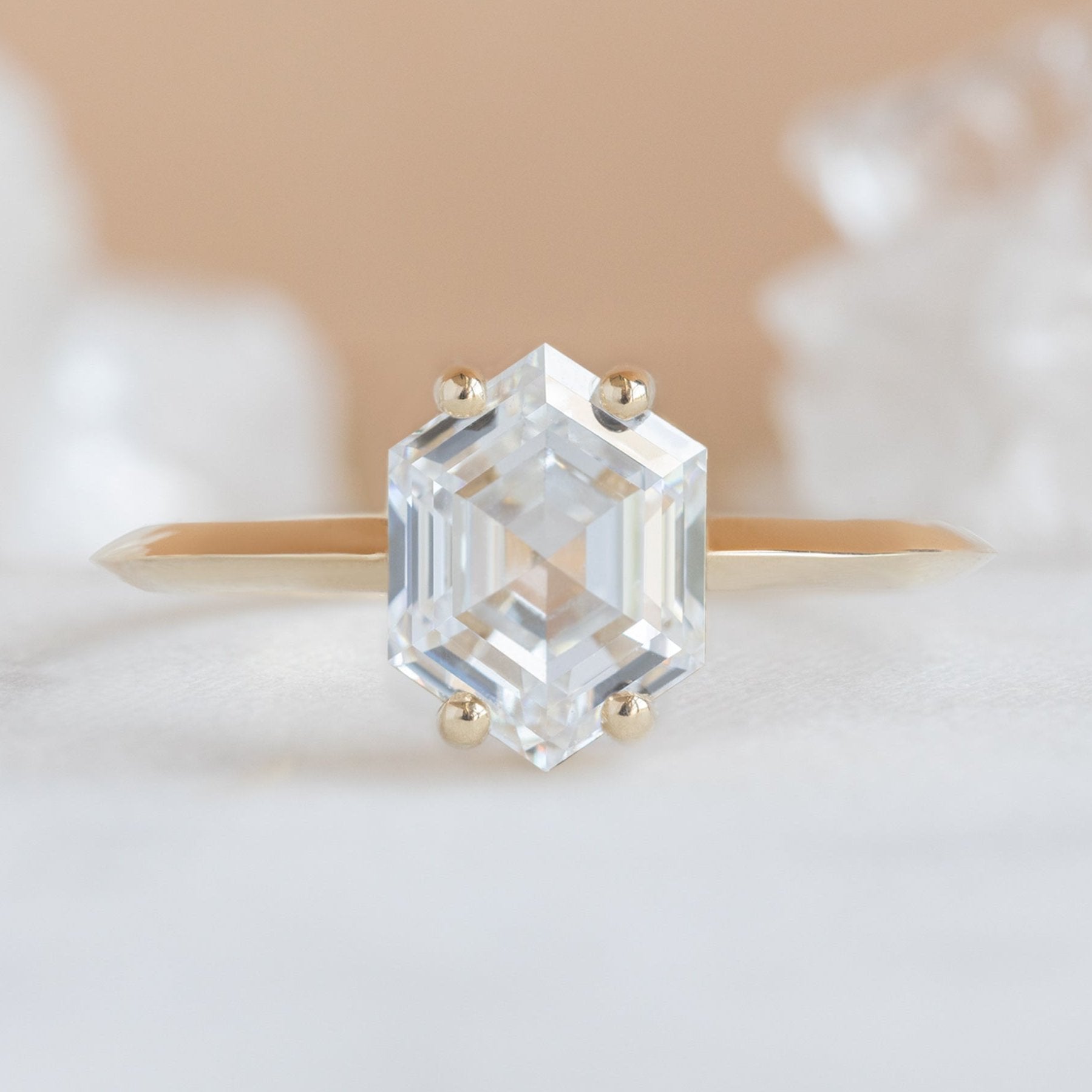 Alexis Russell Engagement Rings The Bryn Ring | 1.60ct Lab Grown Hexagon White Diamond in 14K Yellow Gold