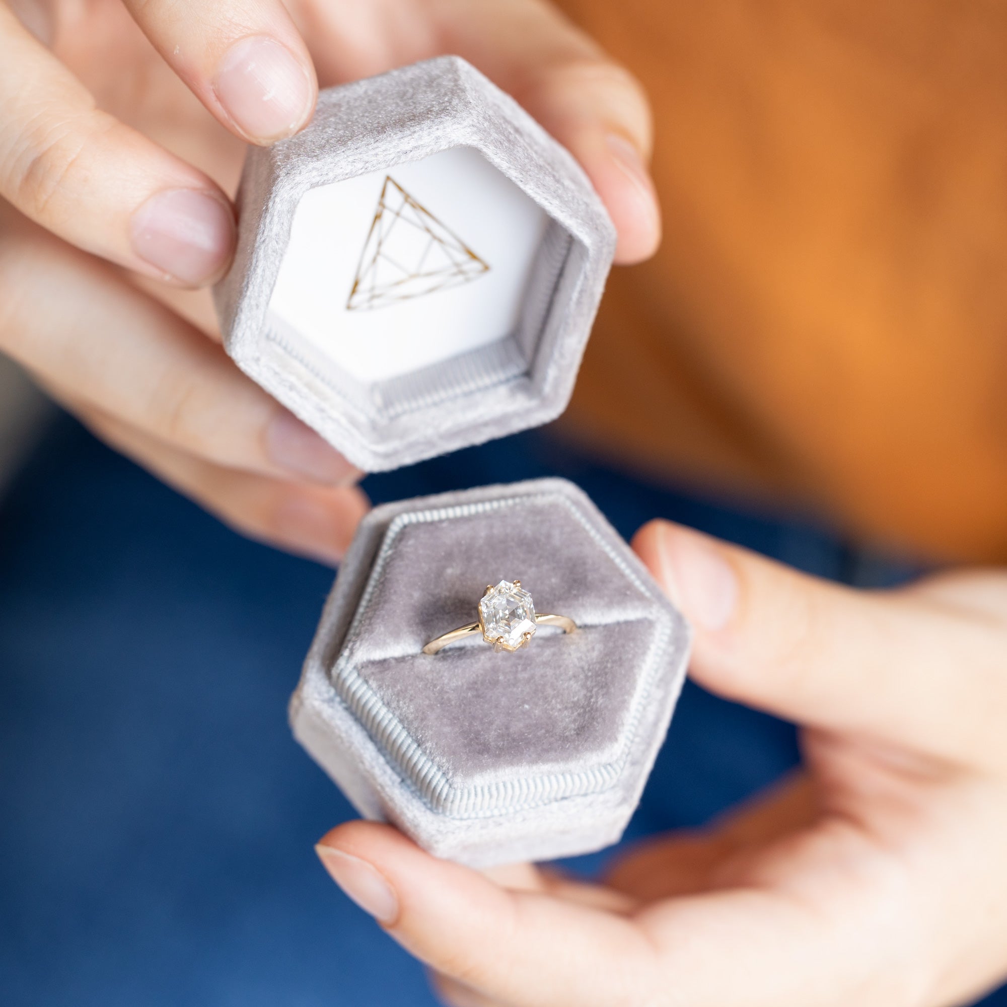 Alexis Russell Engagement Rings The Bryn Ring | 1.60ct Lab Grown Hexagon White Diamond in 14K Yellow Gold