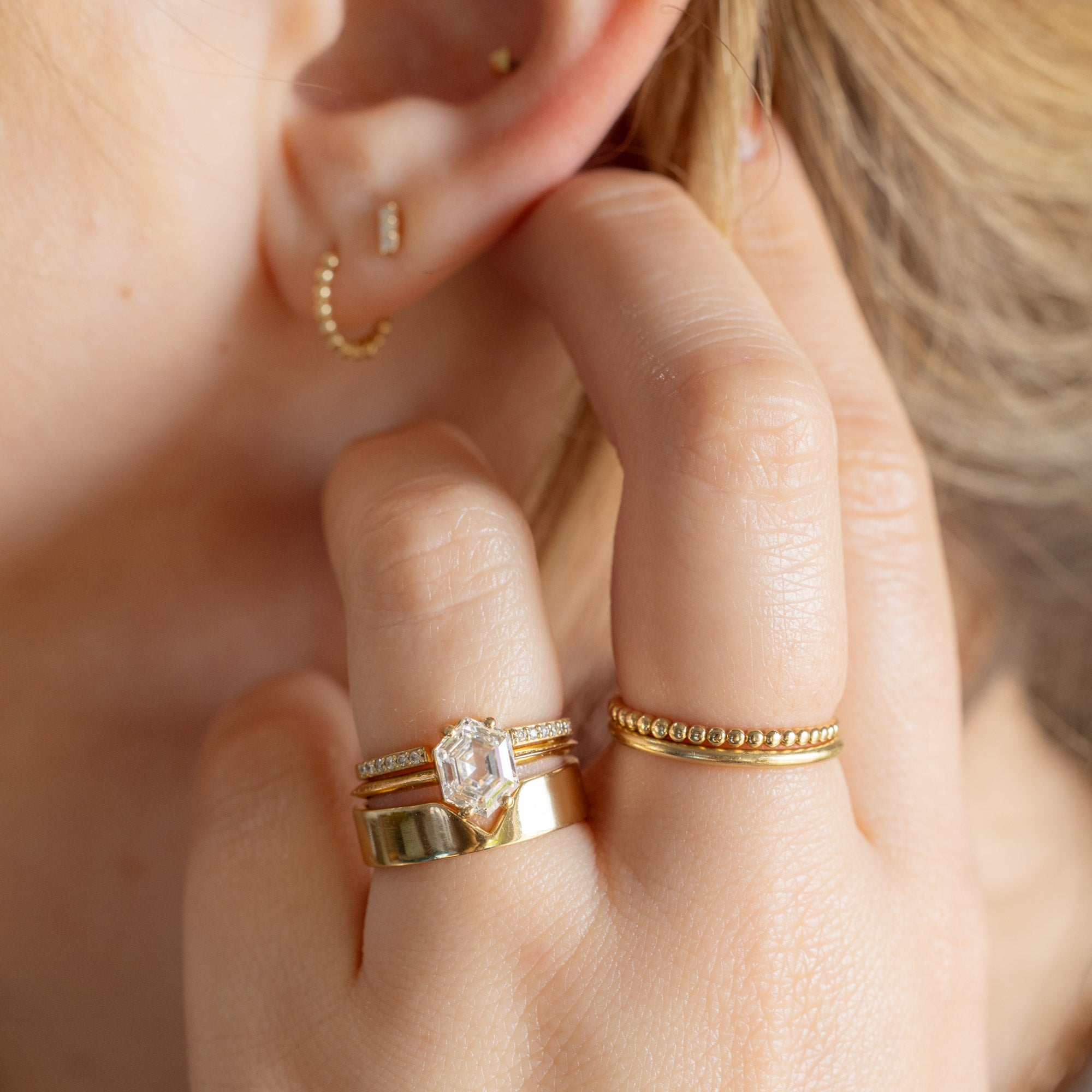 Alexis Russell Engagement Rings The Bryn Ring | 1.60ct Lab Grown Hexagon White Diamond in 14K Yellow Gold