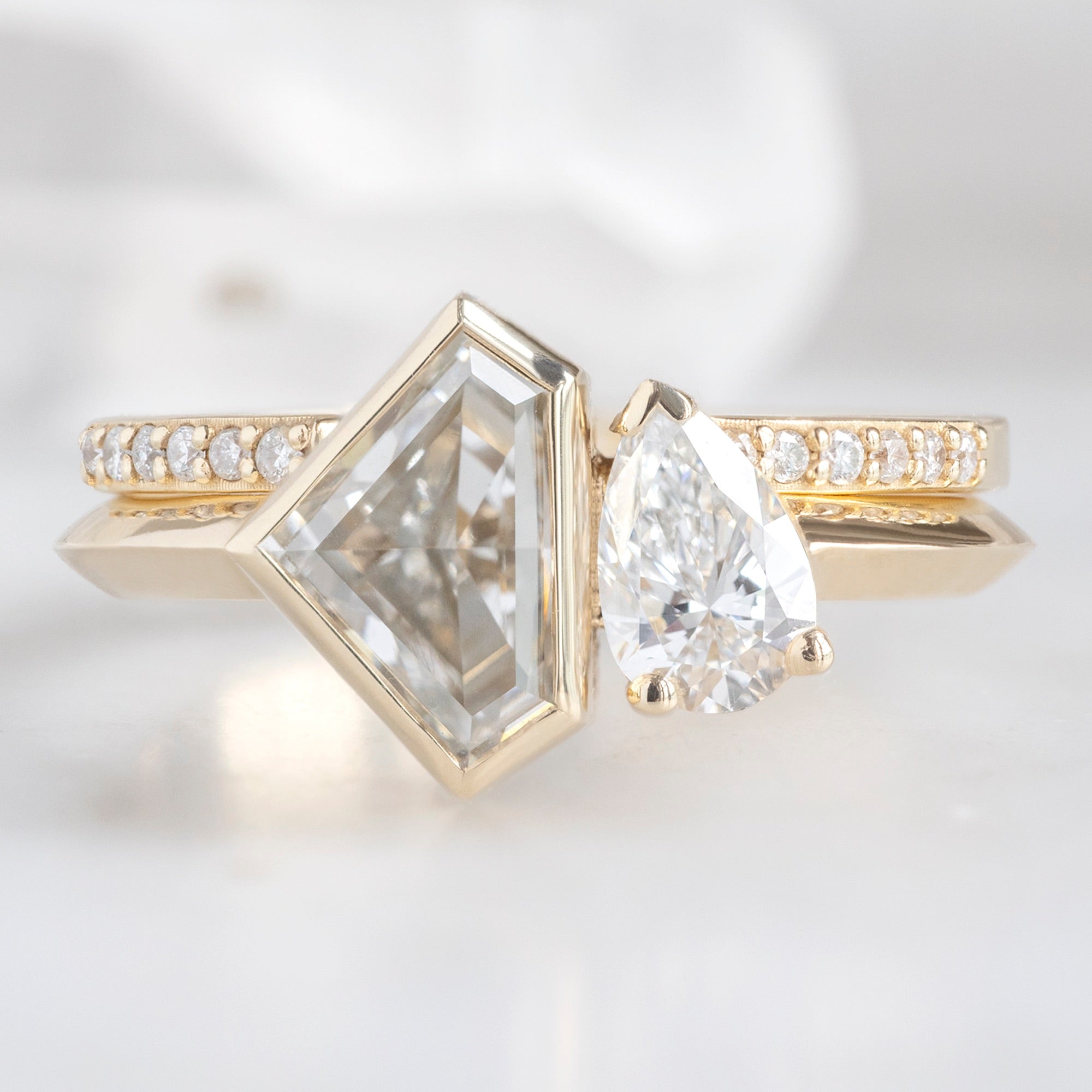 Alexis Russell Engagement Rings The You and Me Ring | 1.36ct Lab Grown Shield White Diamond in 14K Yellow Gold