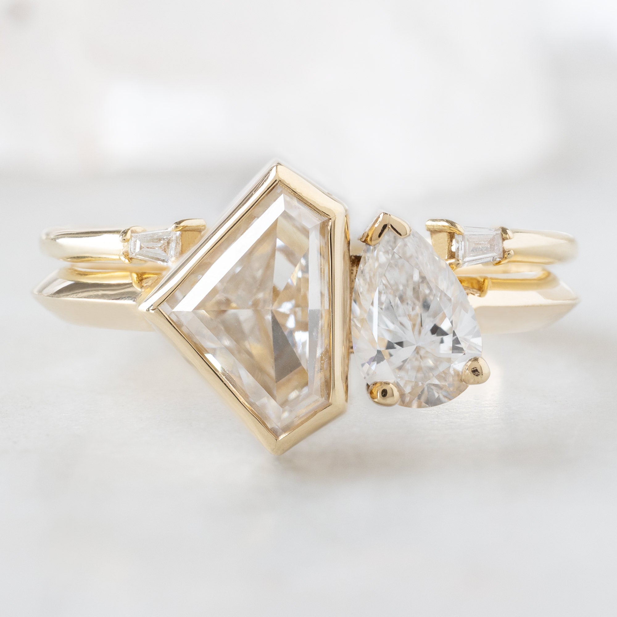 Alexis Russell Engagement Rings The You and Me Ring | 1.36ct Lab Grown Shield White Diamond in 14K Yellow Gold