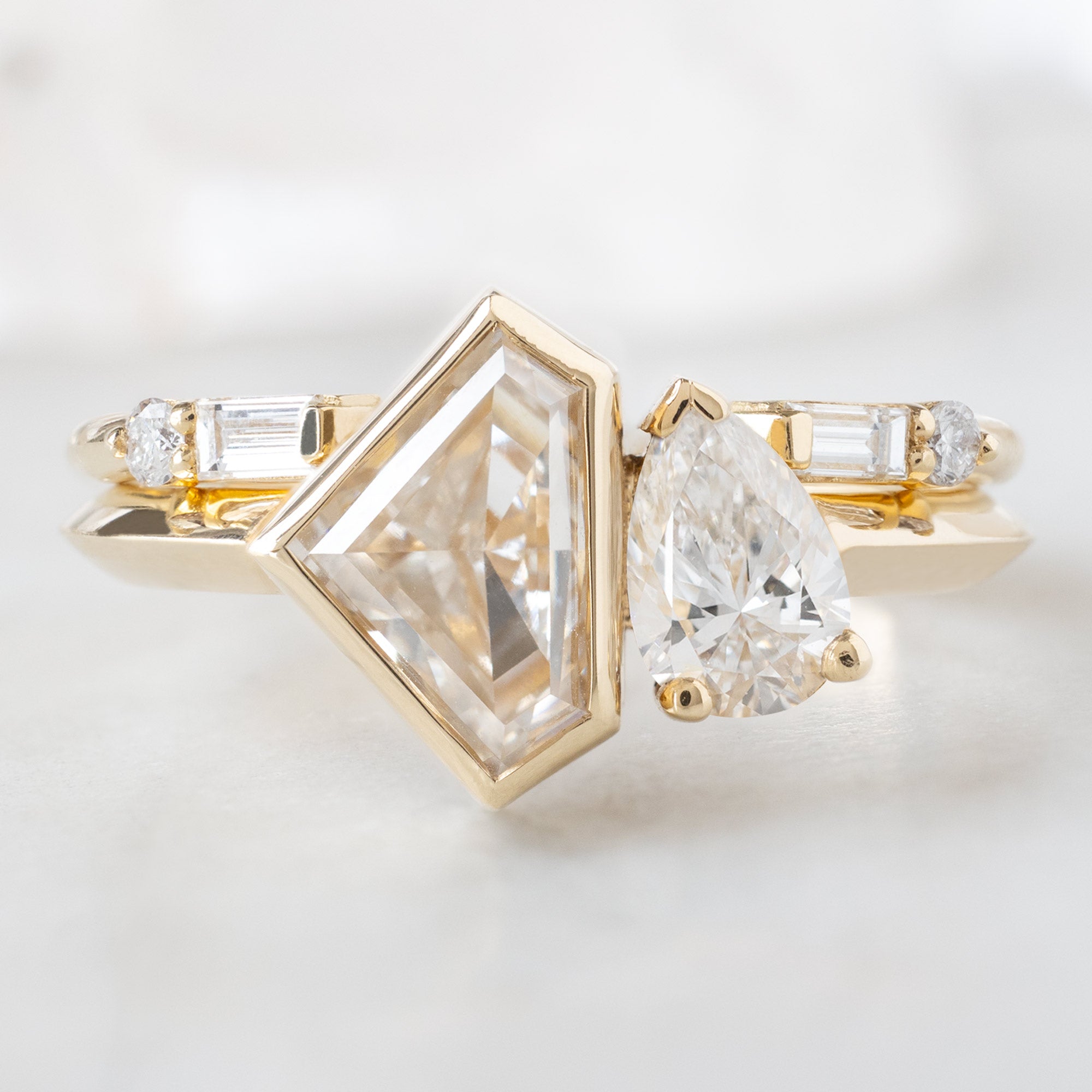 Alexis Russell Engagement Rings The You and Me Ring | 1.36ct Lab Grown Shield White Diamond in 14K Yellow Gold