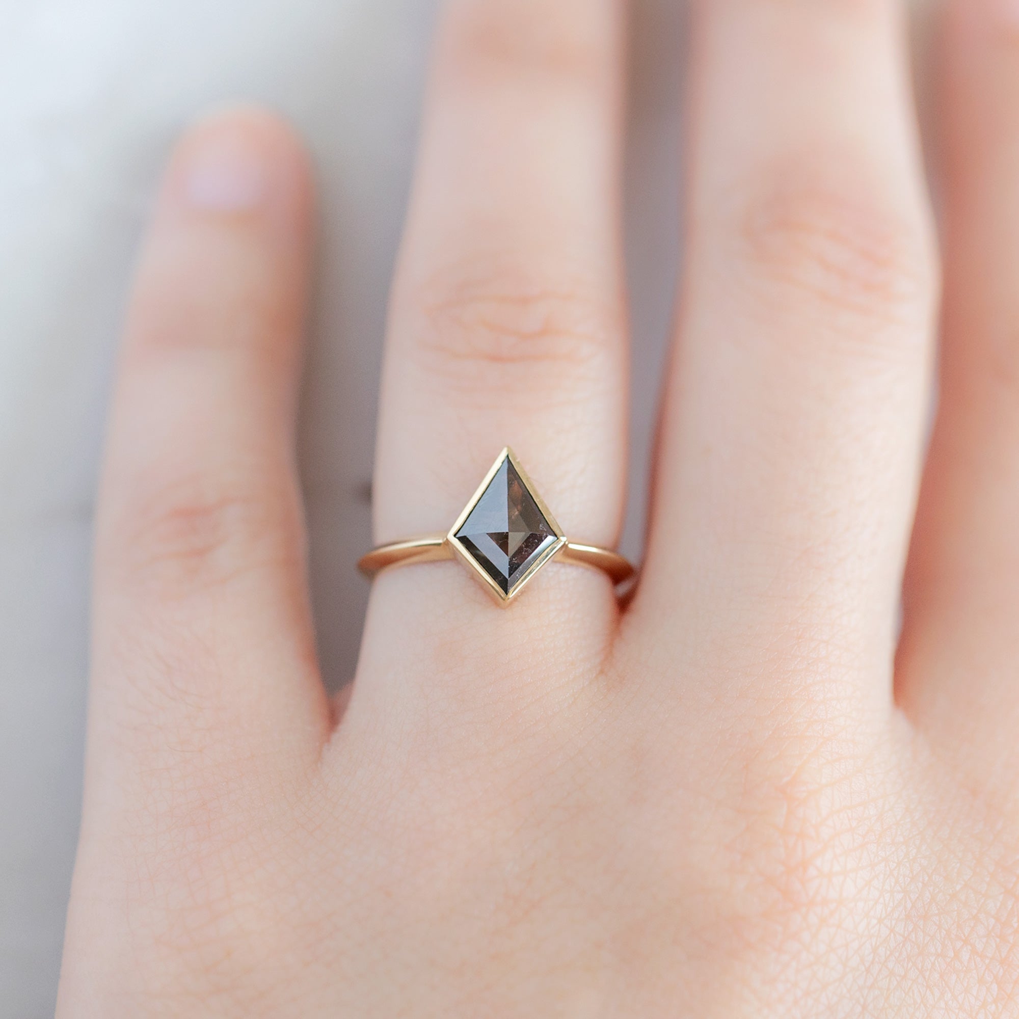 Alexis Russell Engagement Rings The Hazel Ring | 1.46ct Kite Black Diamond in 14K Yellow Gold